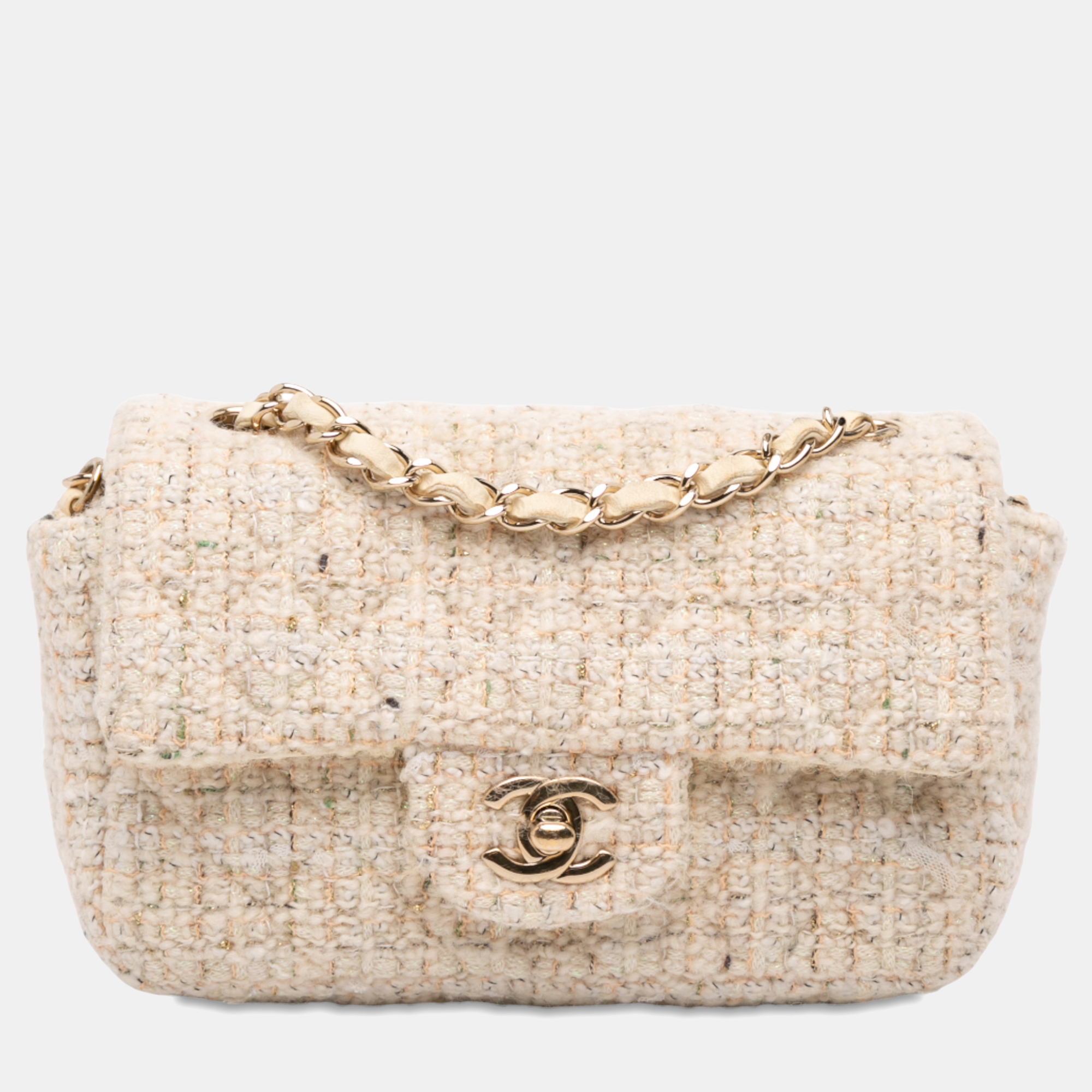 

Chanel Brown Mini Rectangular Classic Tweed Single Flap
