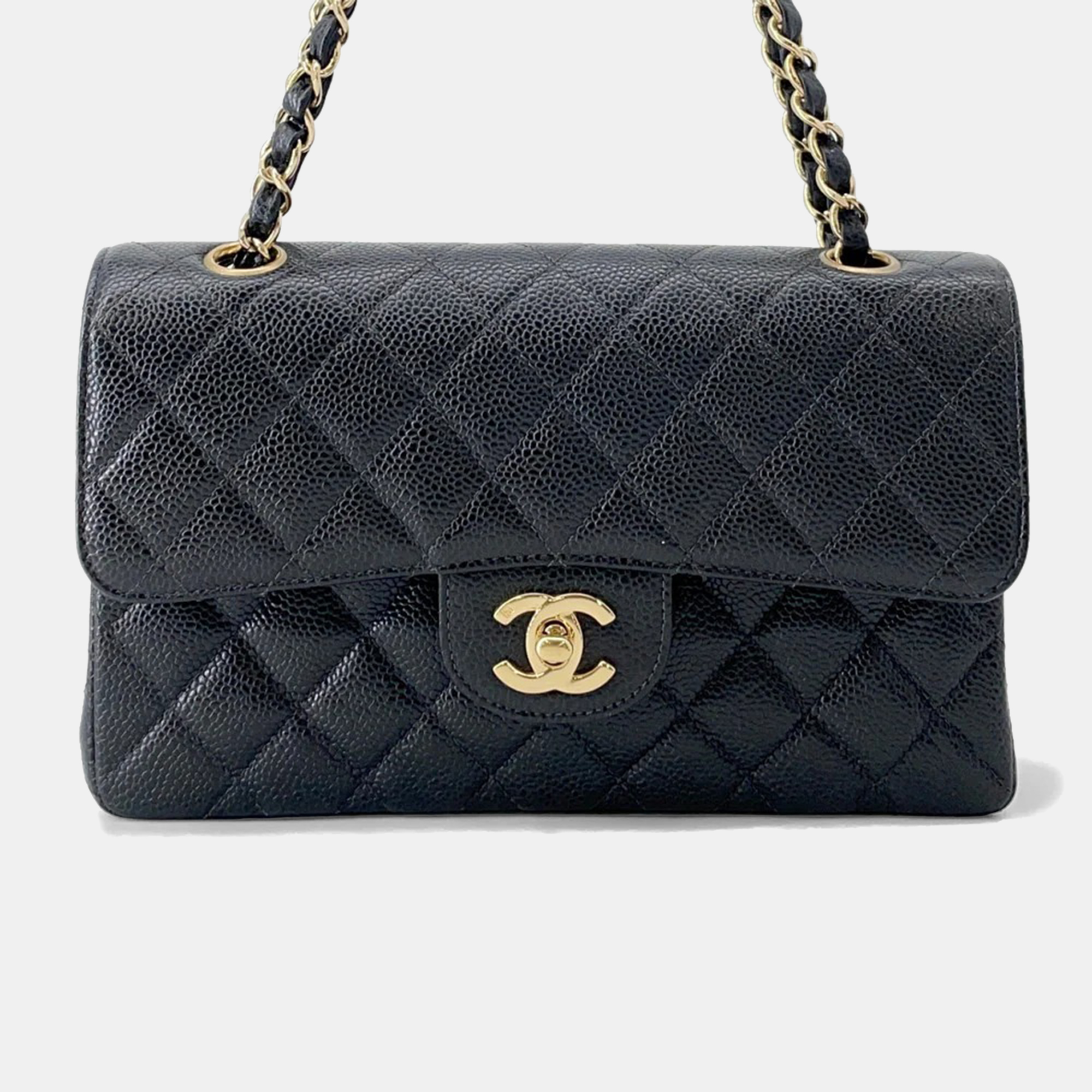 

Chanel Matelasse W Flap W Black Caviar Leather Chain Shoulder Bag 23