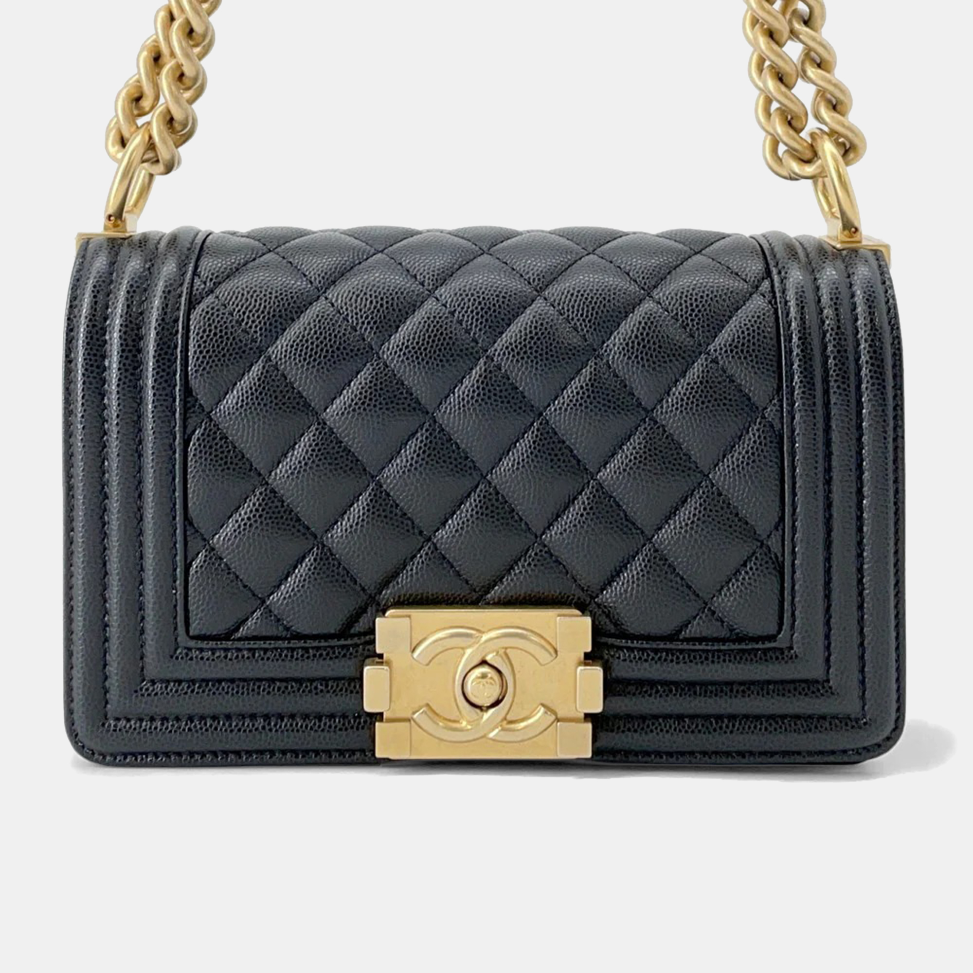

Chanel Boy Chanel Chain shoulder Bag Black Caviar Leather Size Small
