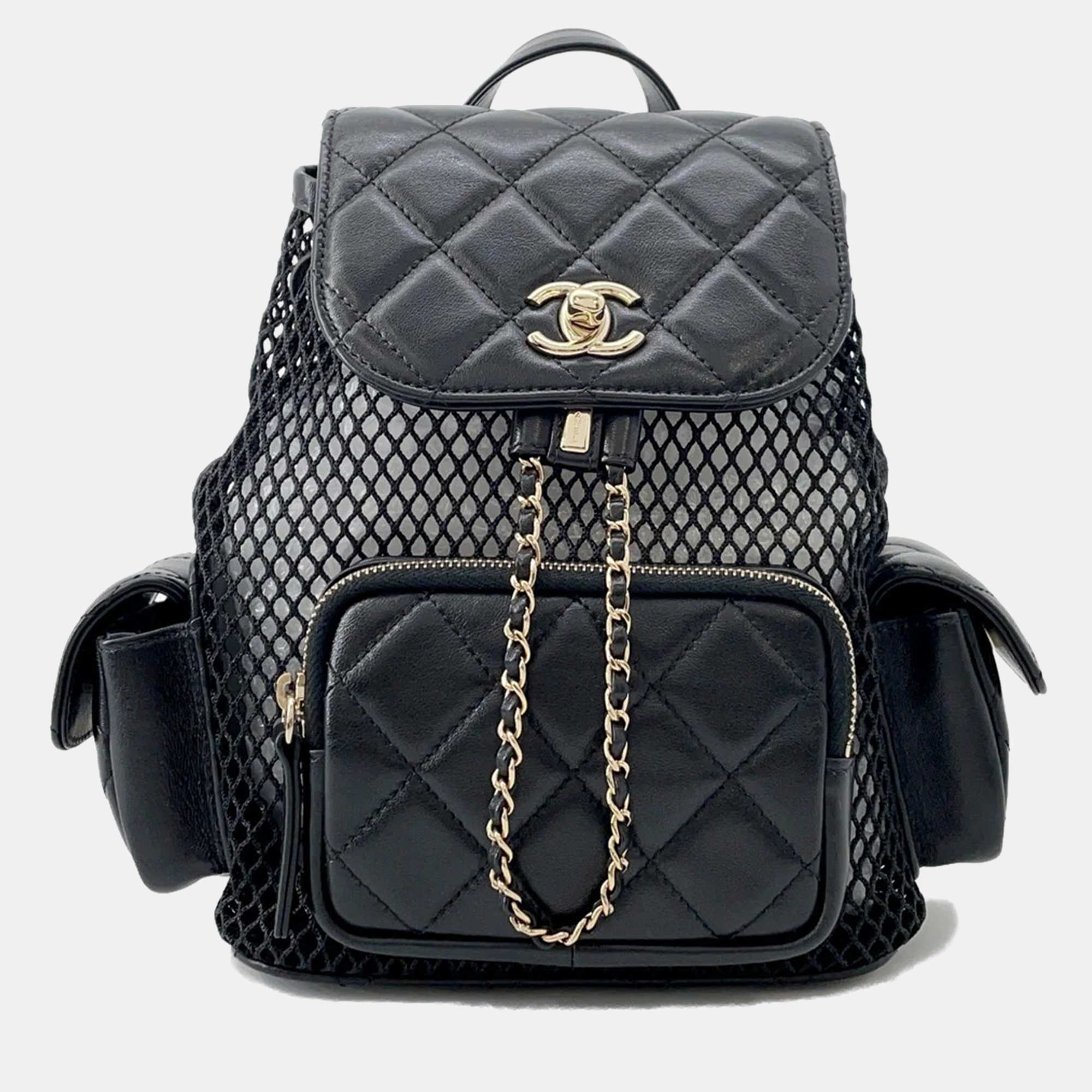 

Chanel Backpack Black Mesh Shiny Lambskin
