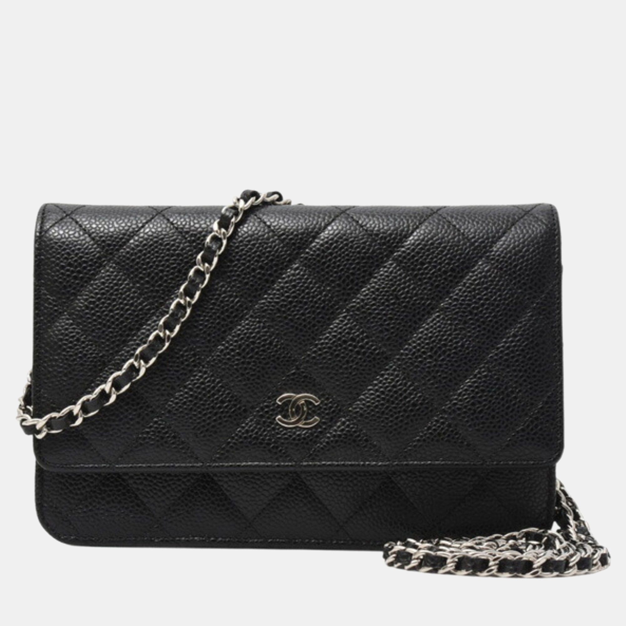 

Chanel Classic Chain Wallet Matelasse Caviar Leather Black