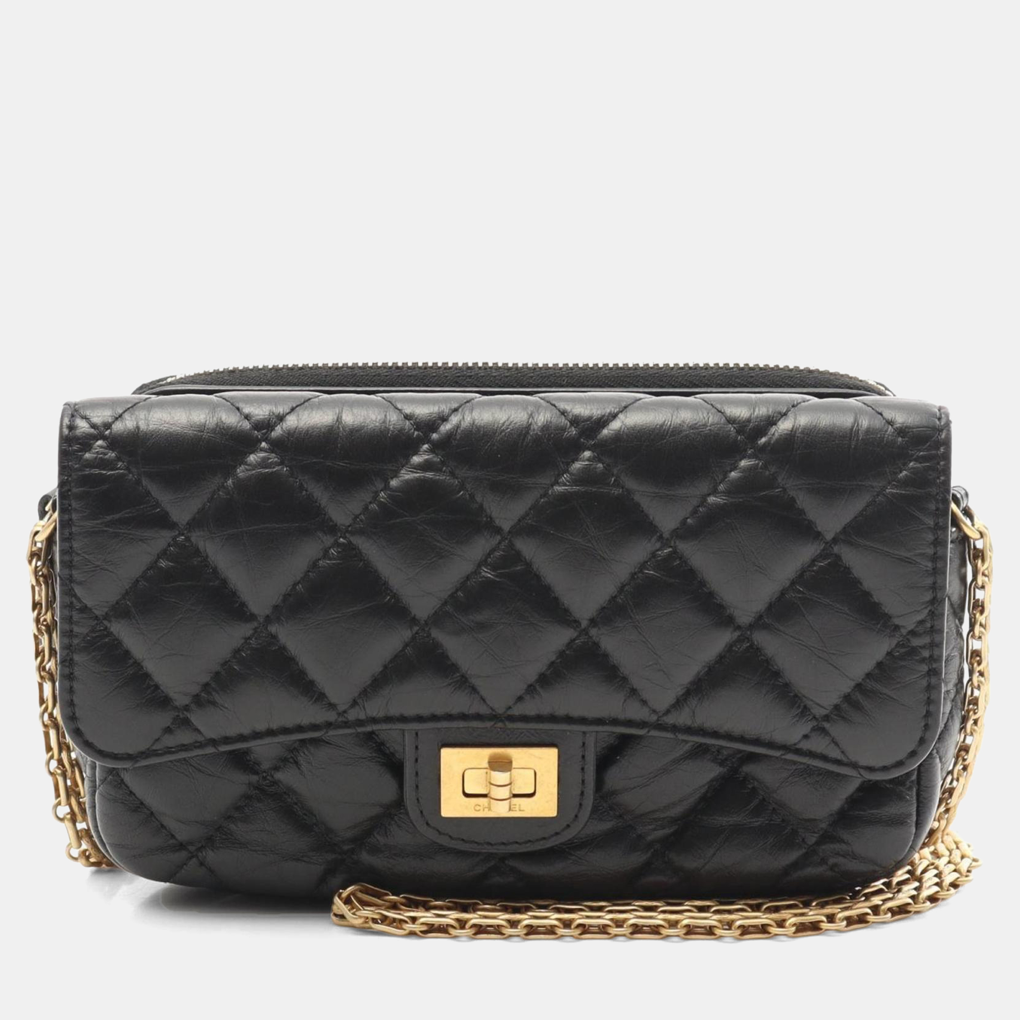 

Chanel 2.55 Matelasse Shoulder Bag In Calfskin Leather Black