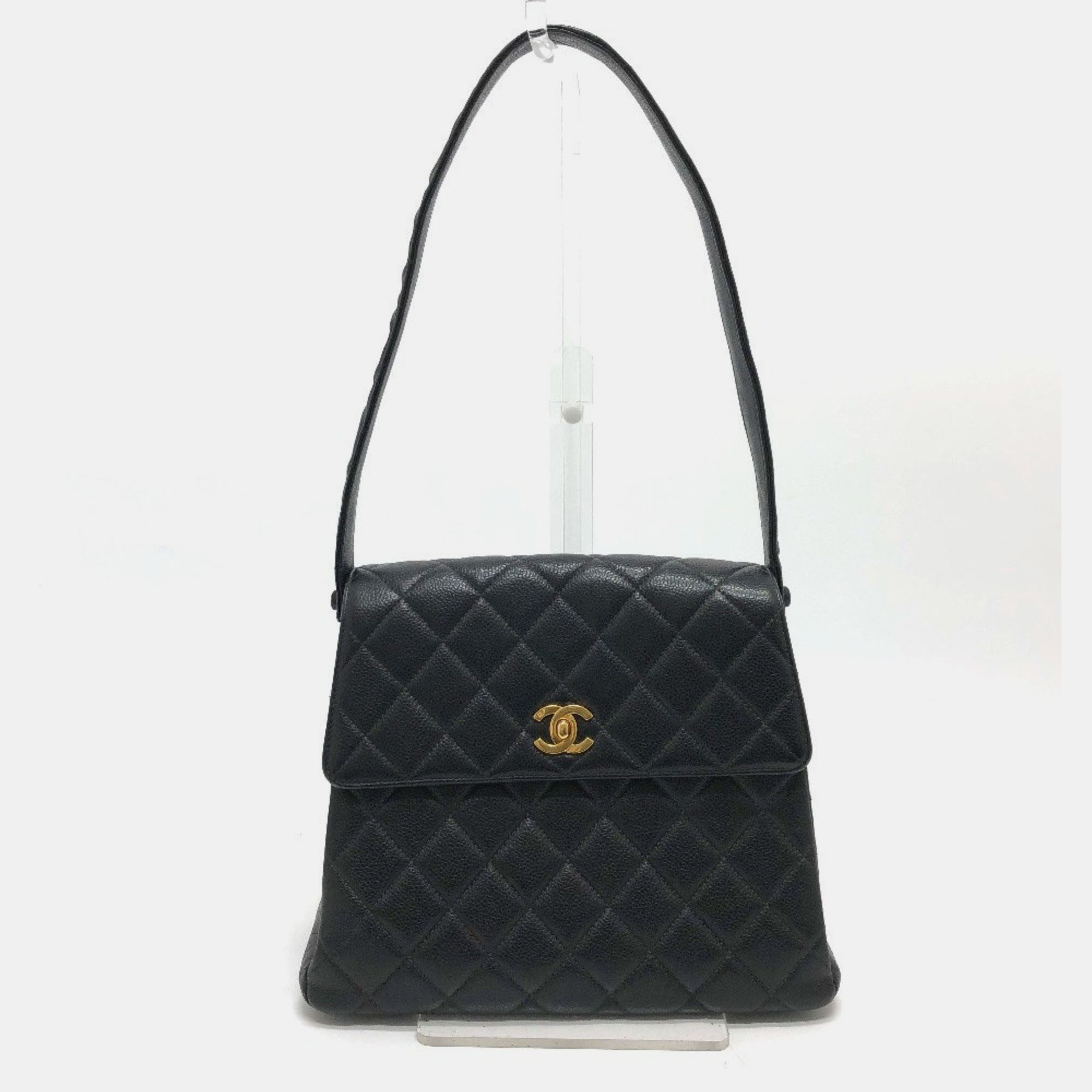 

Chanel Coco Mark Matelasse CC Black Caviar Leather Shoulder Bag