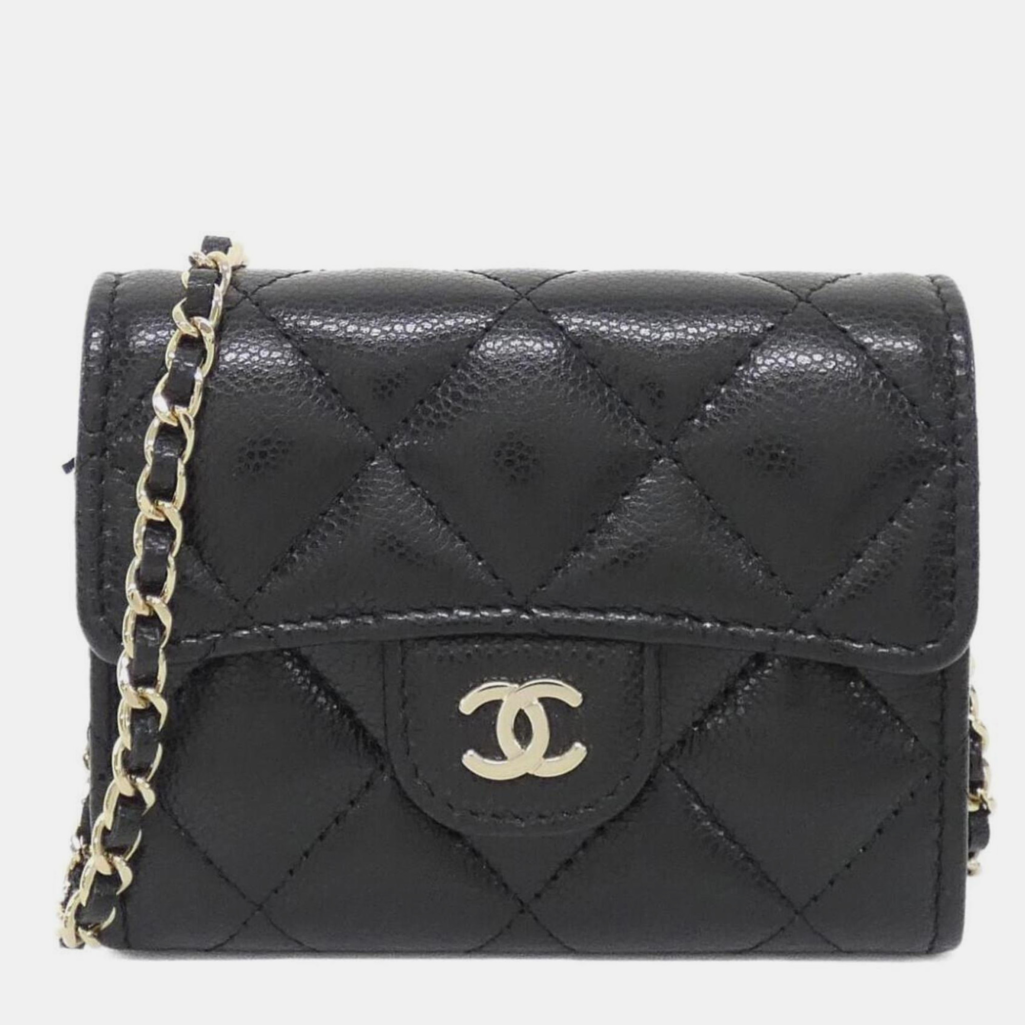 Pre-owned Chanel Timeless Classic Line Chain Clutch In Black