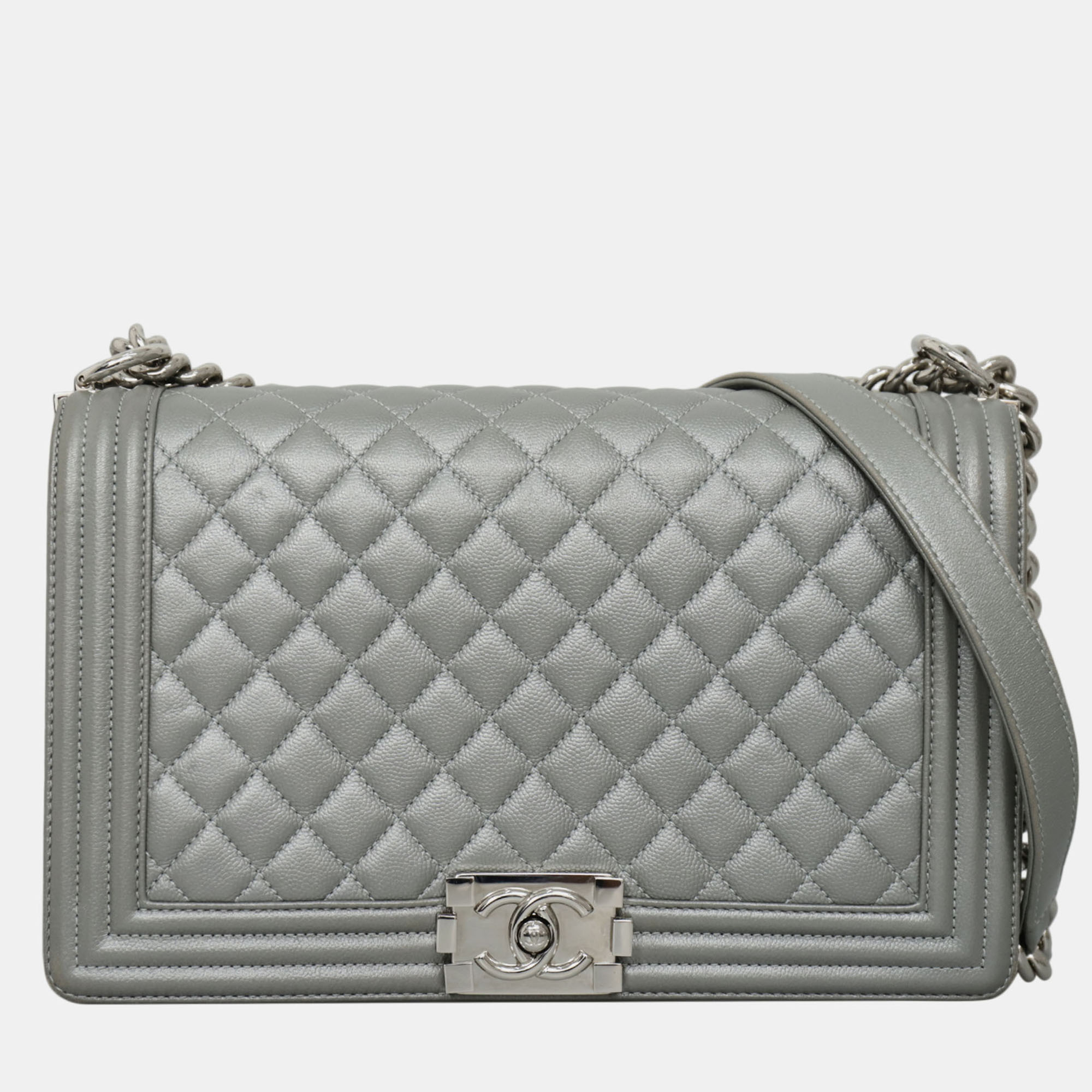 

Caviar Leather New Medium Boy Bag, Silver