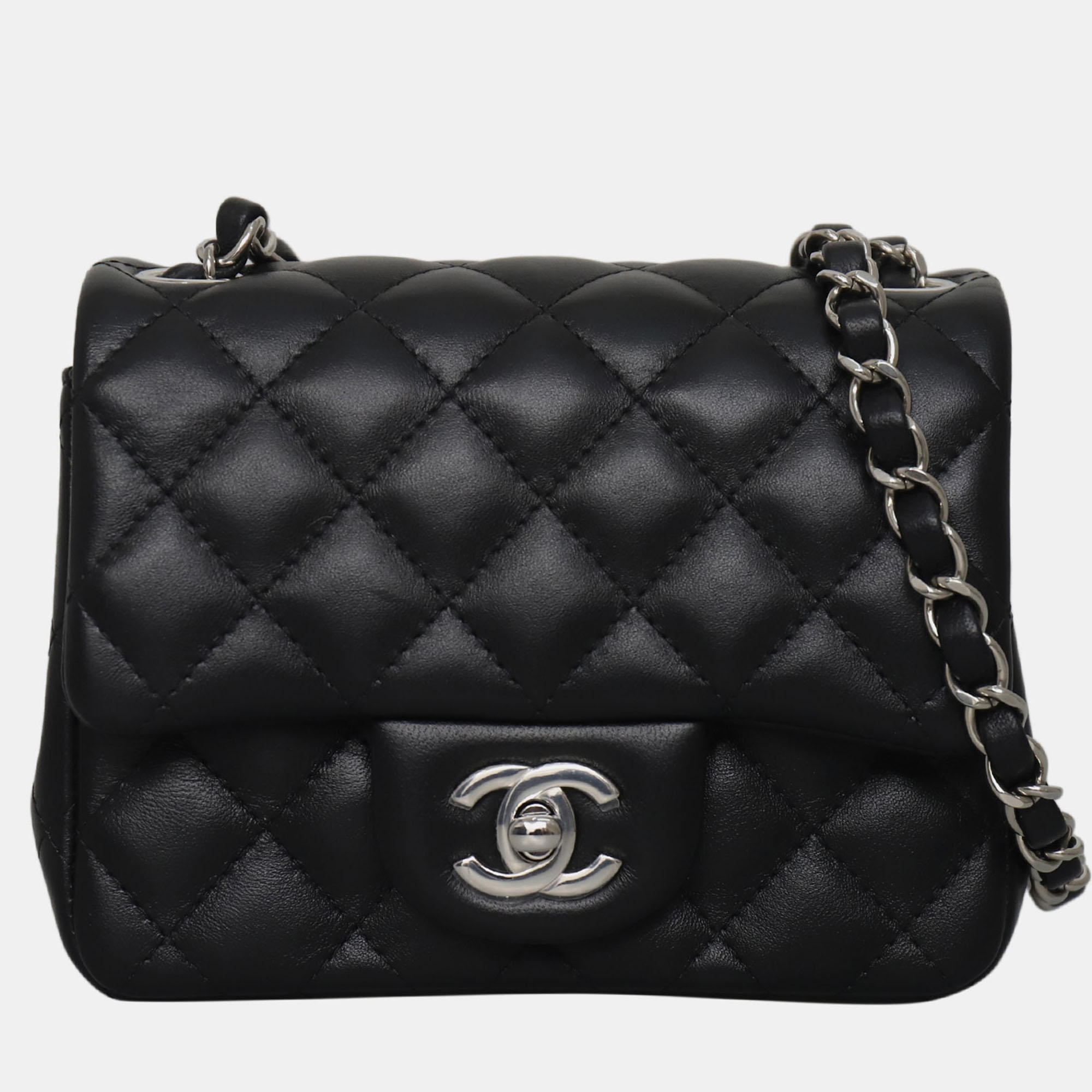 

Lambskin Mini Flap Bag, Black