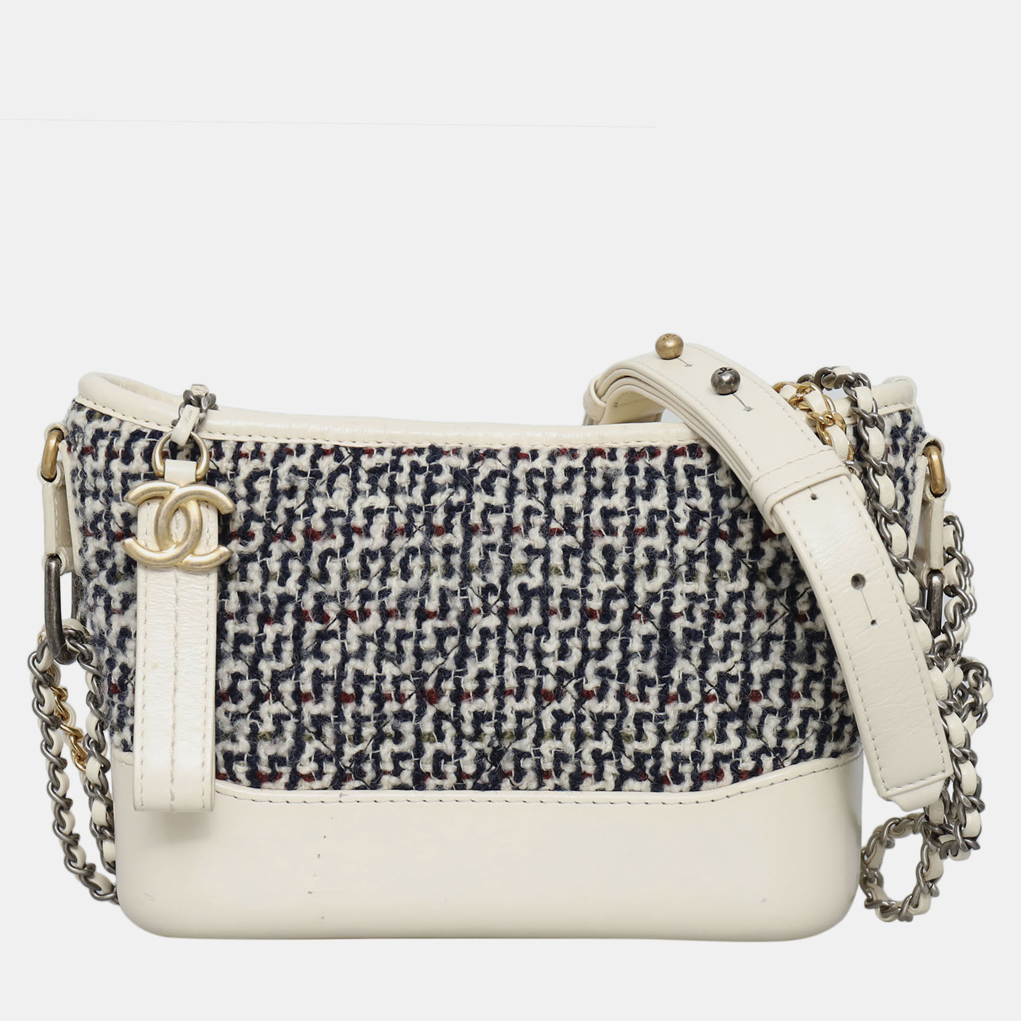 

Tweed Calfskin Small Gabrielle Hobo, Blue