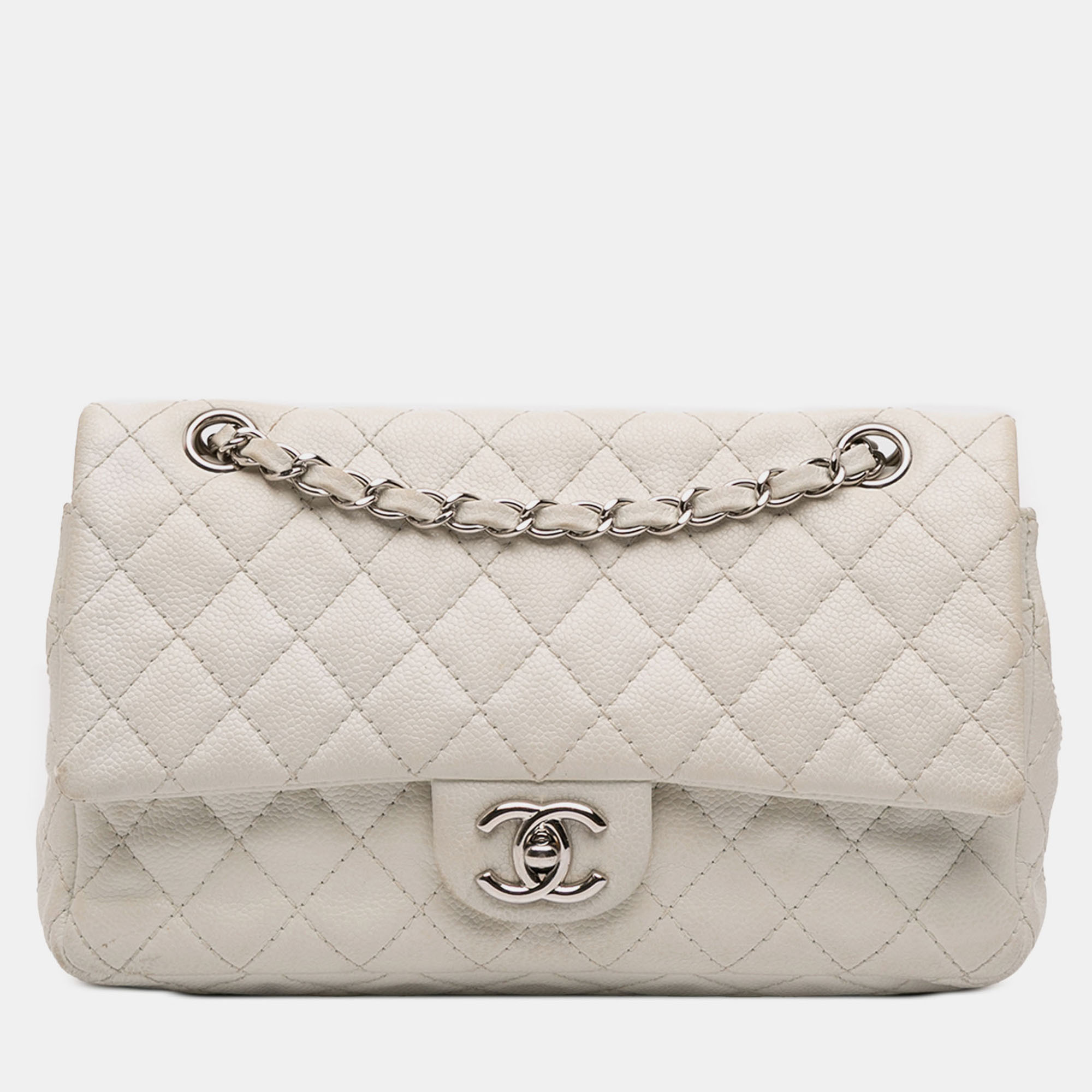 

Chanel White Medium Classic Caviar Double Flap