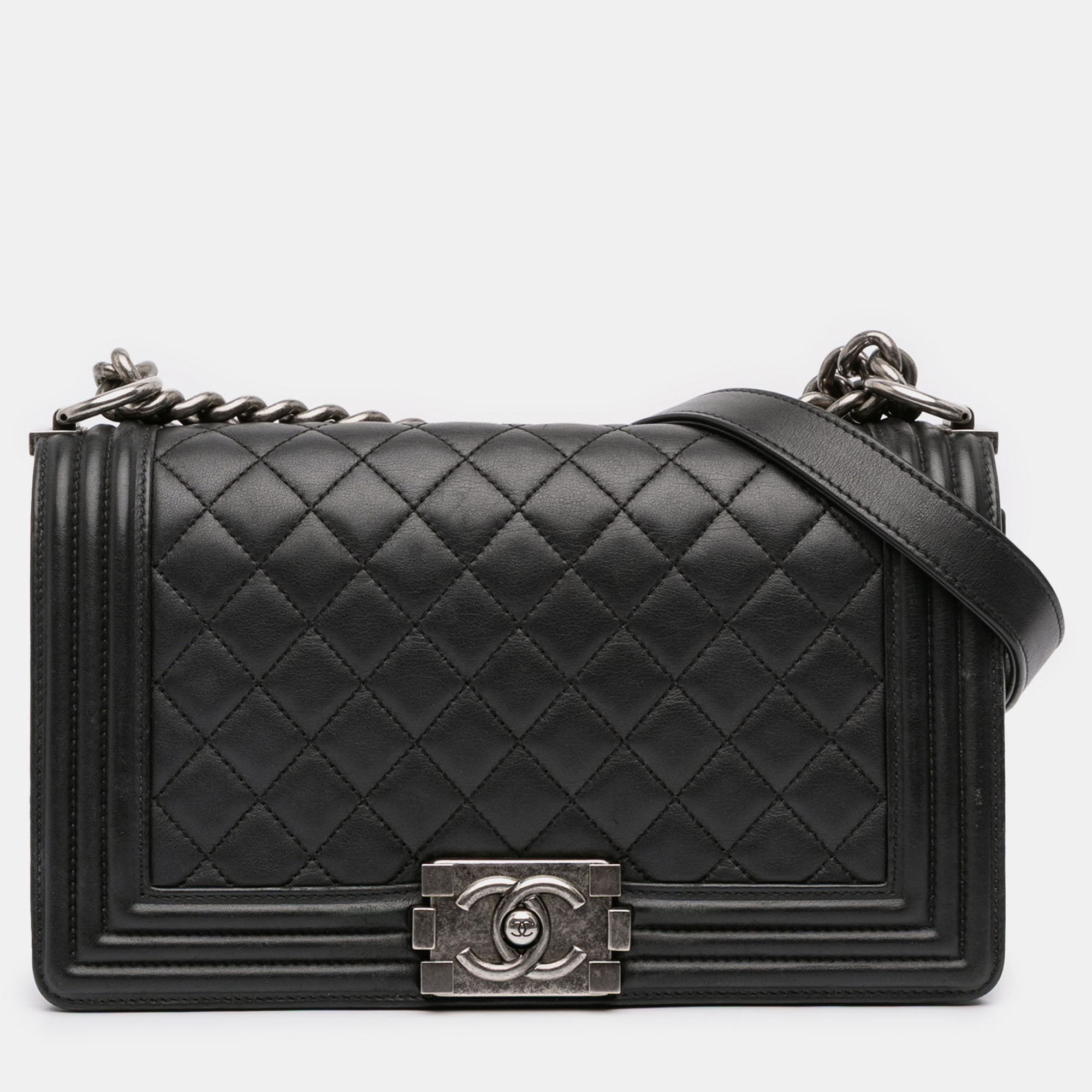 

Chanel Black Old Medium Quilted Lambskin Boy Flap