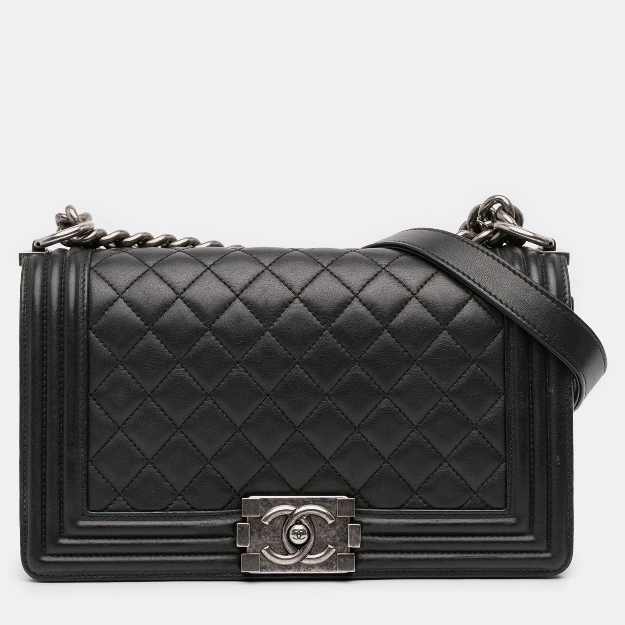 

Chanel Black Old Medium Quilted Lambskin Boy Flap