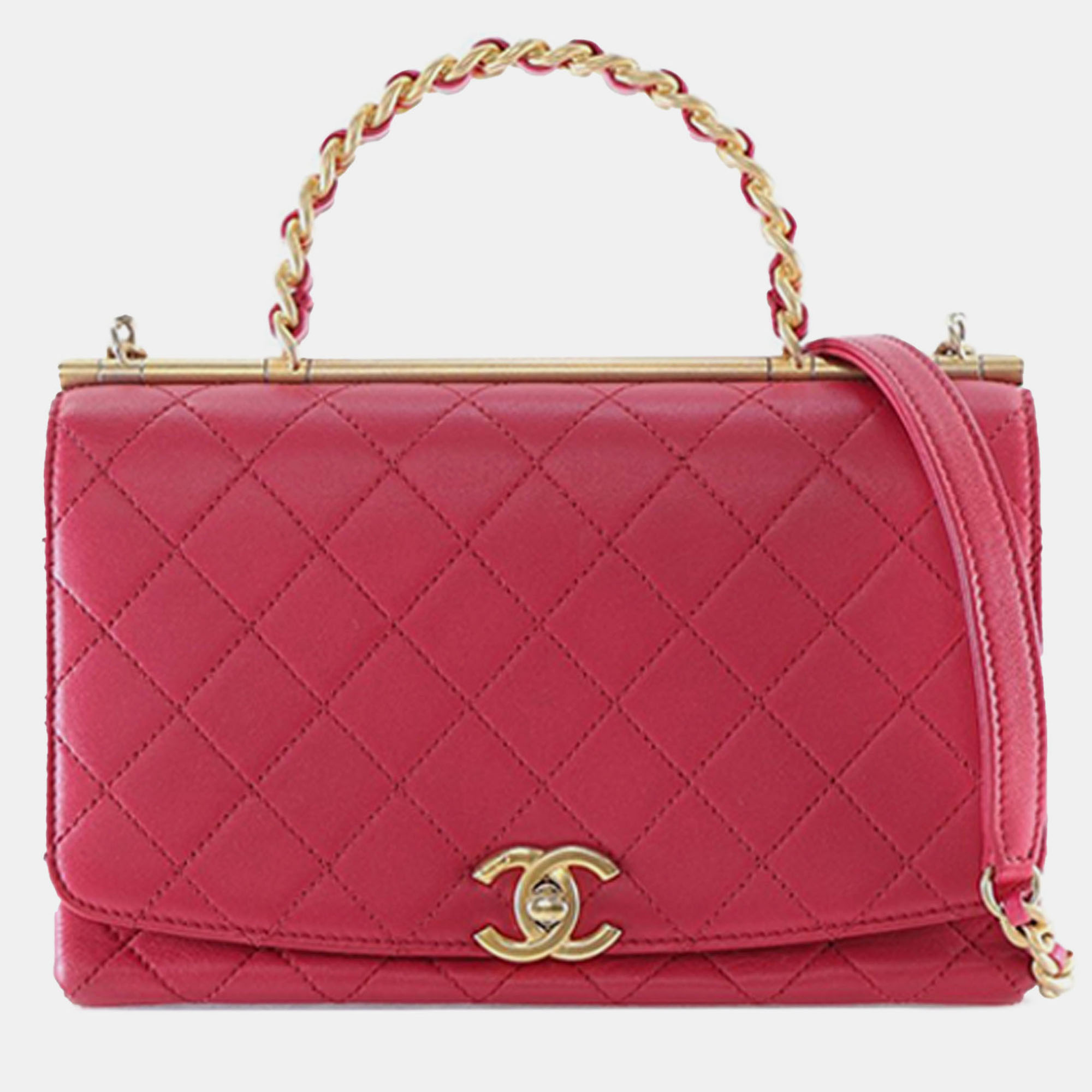 

Chanel Pink Medium Quilted Lambskin La Parisienne Flap