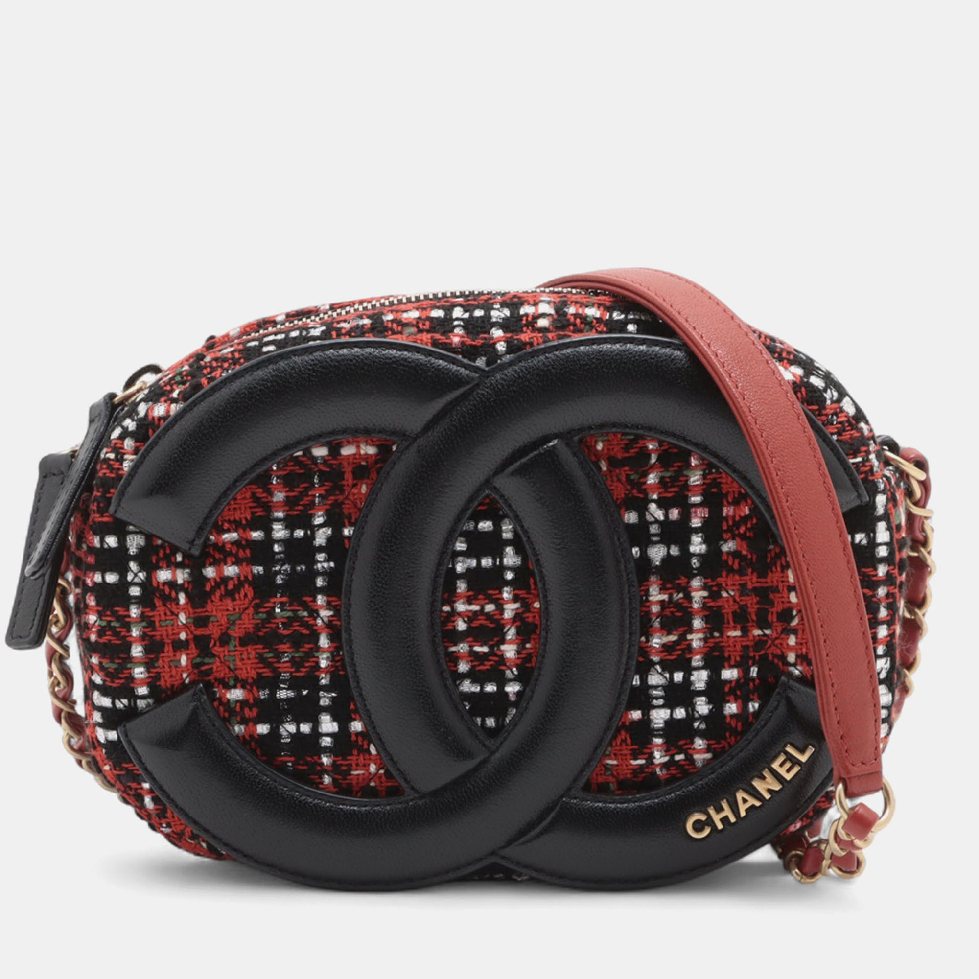 

Chanel Red Tweed and Lambskin Coco Midnight Camera Bag