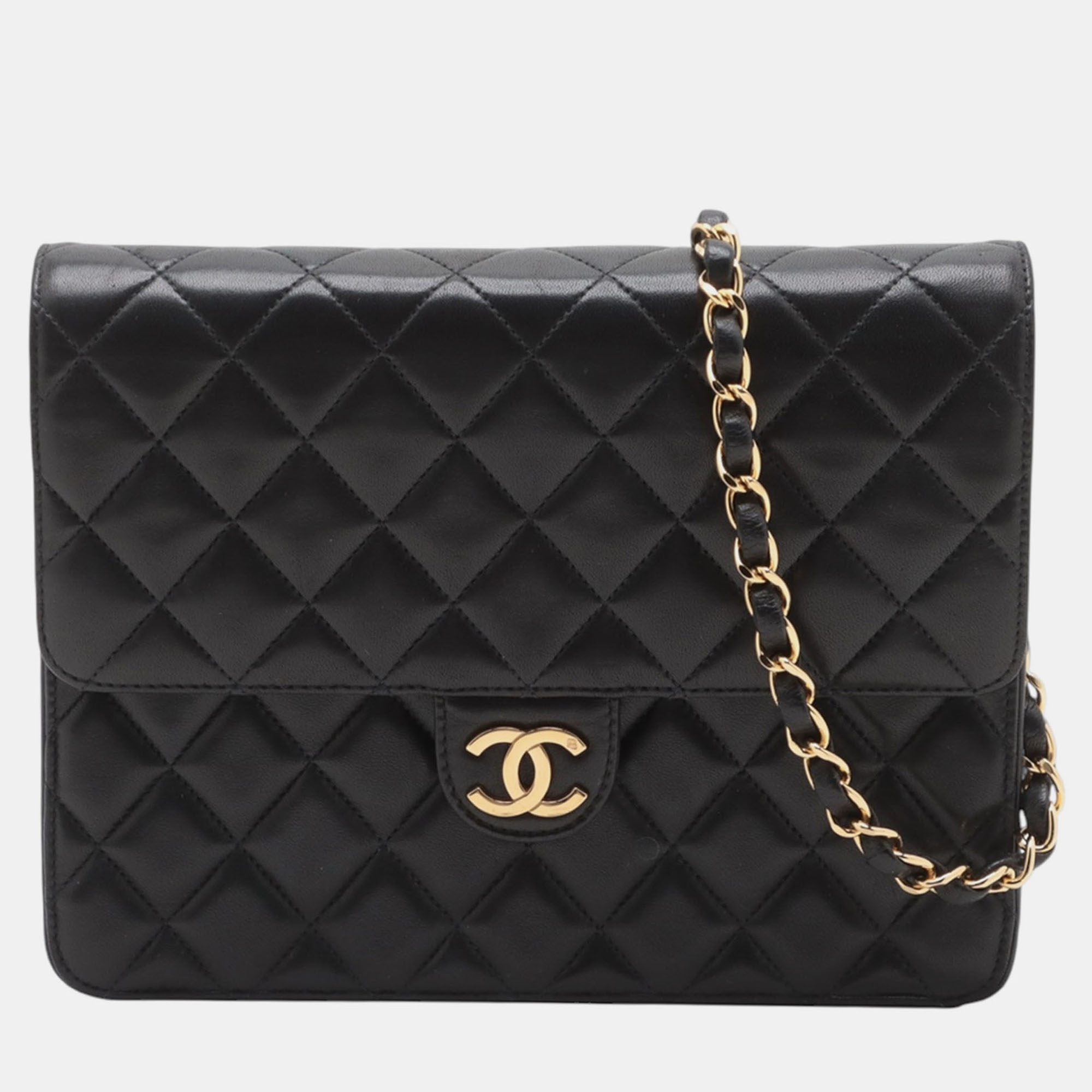

Chanel Black Small CC Quilted Lambskin Single Flap