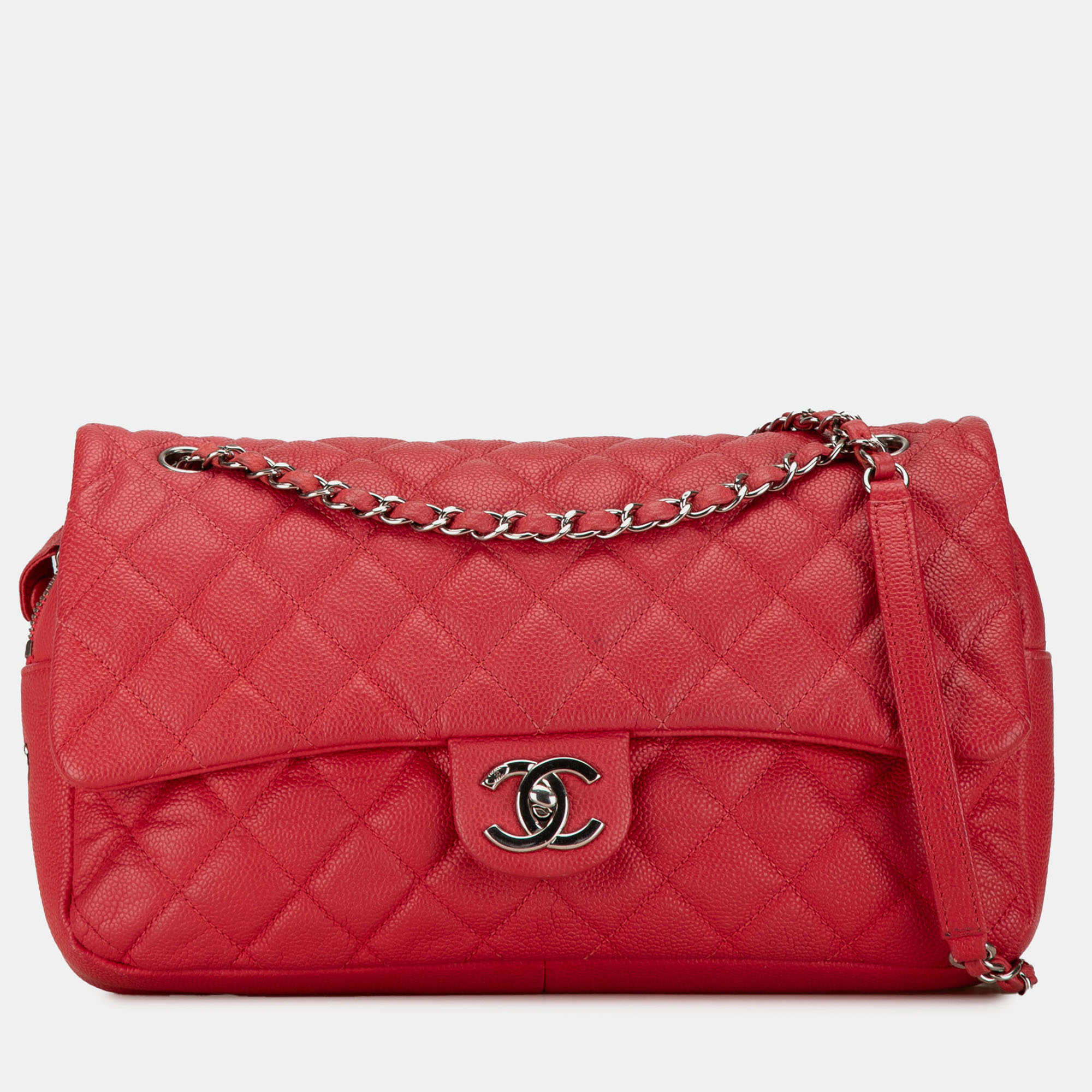 

Chanel Red Jumbo Caviar Easy Flap Bag