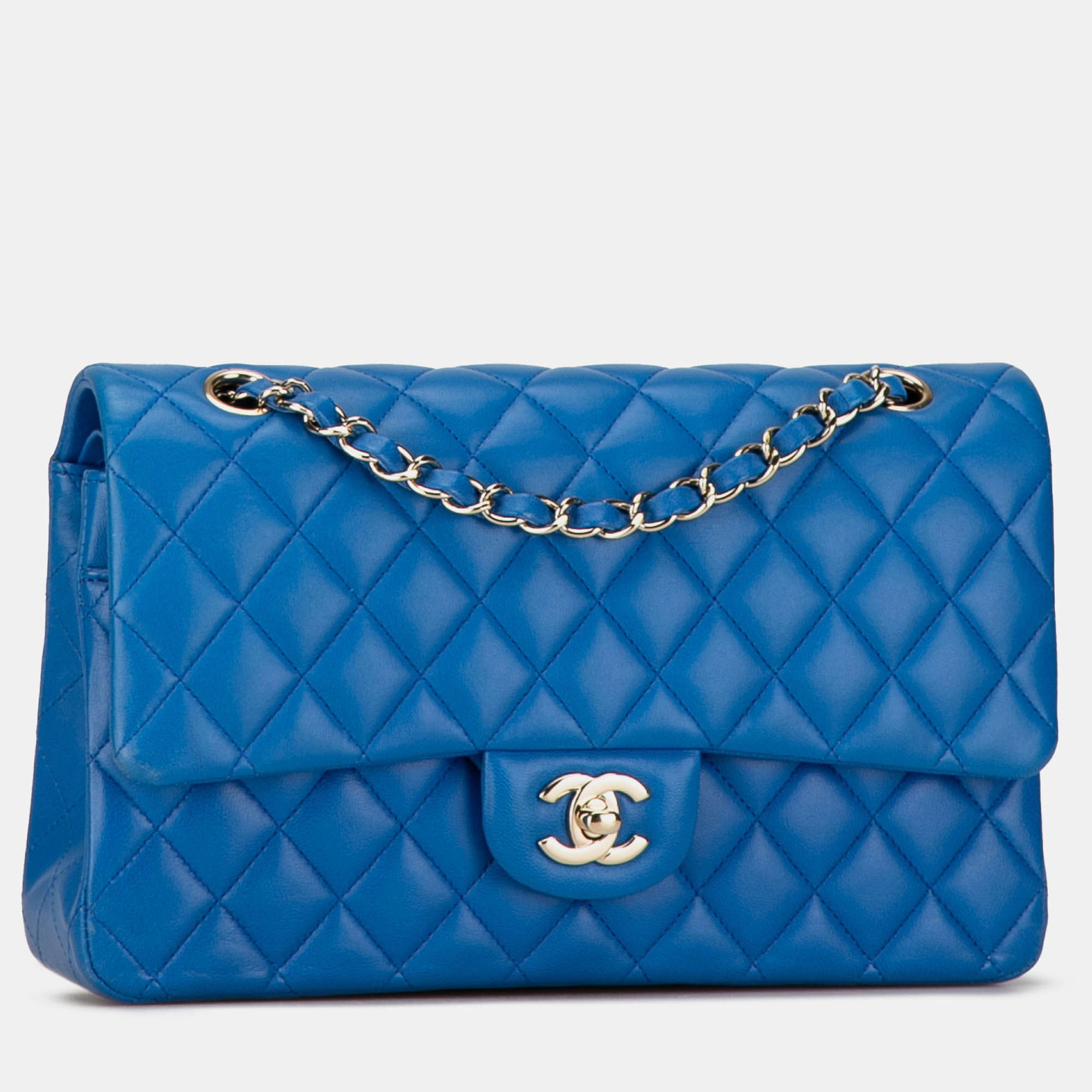 

Chanel Blue Medium Classic Lambskin Double Flap