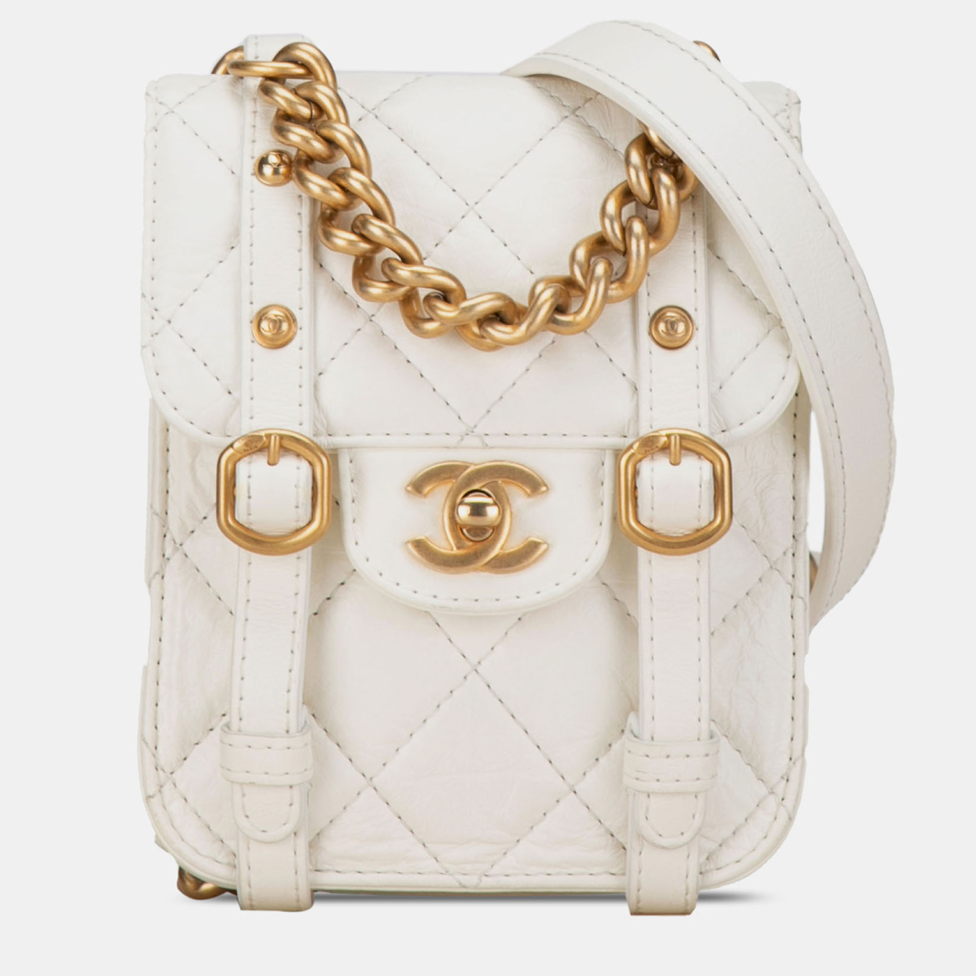 

Chanel White Mini Aged Calfskin City School Flap