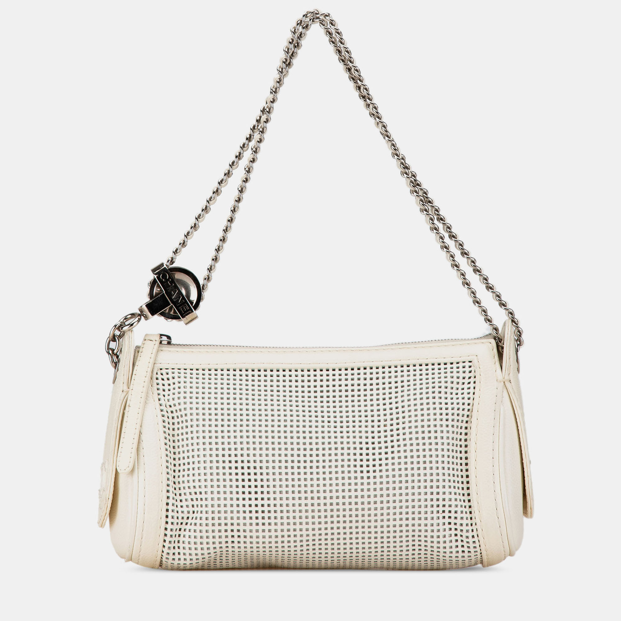 

Chanel White Caviar Perforated Pulley Shoulder Bag