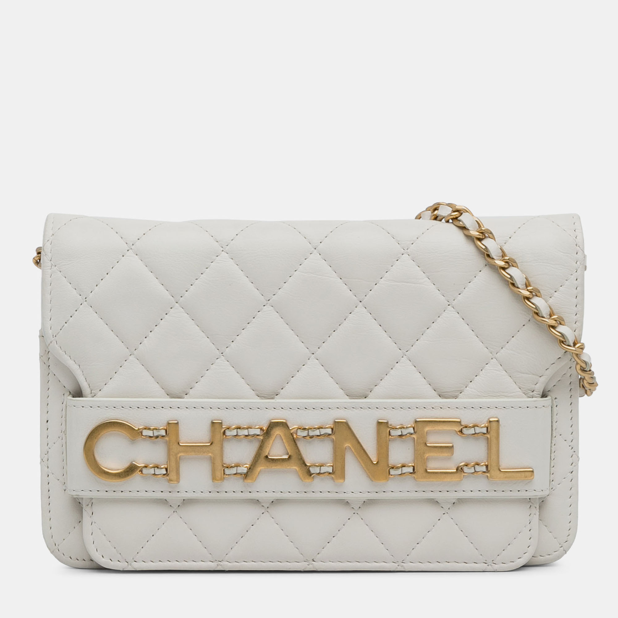 

Chanel White Enchained Flap Wallet on Chain