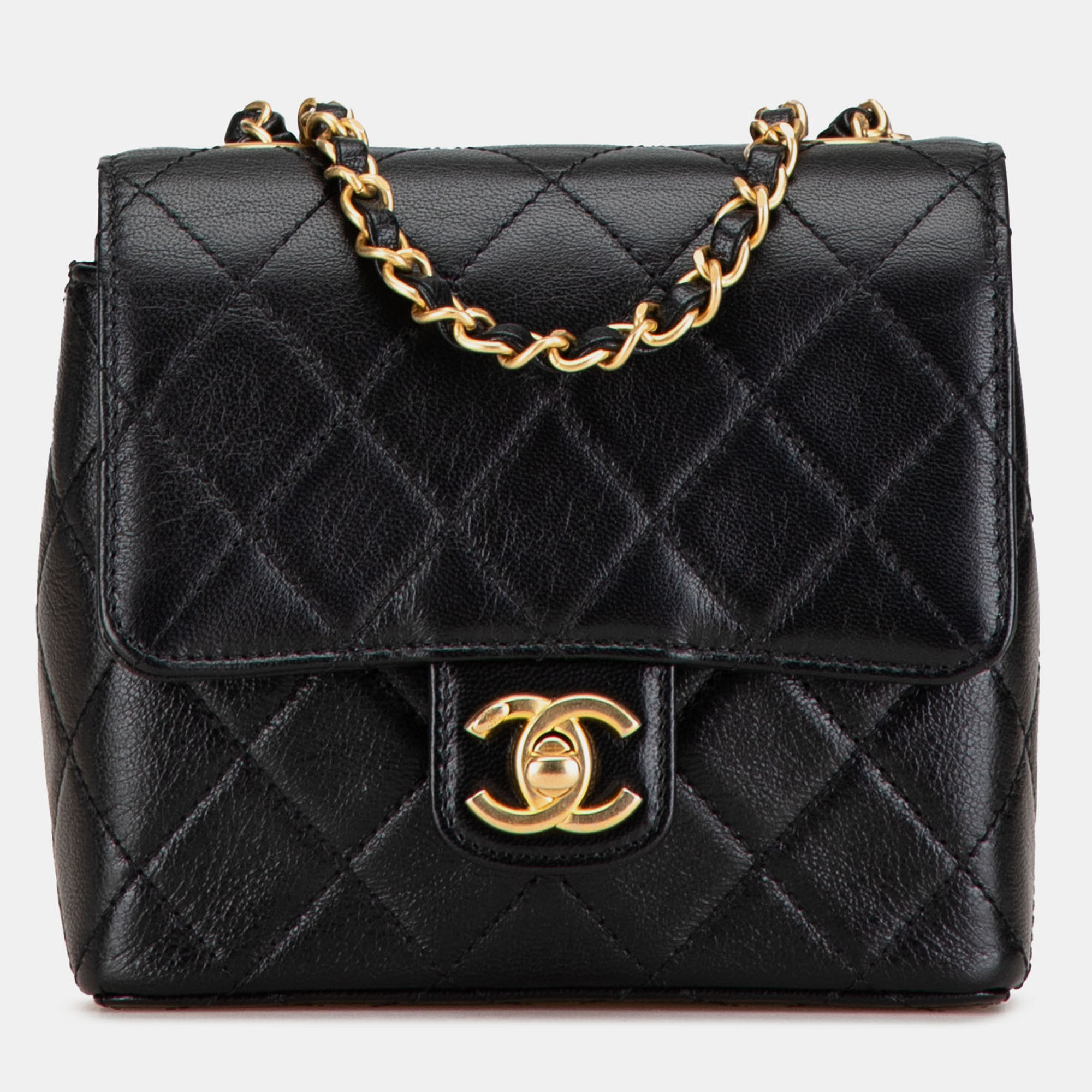 

Chanel Black Mini Square Classic Goatskin Single Flap