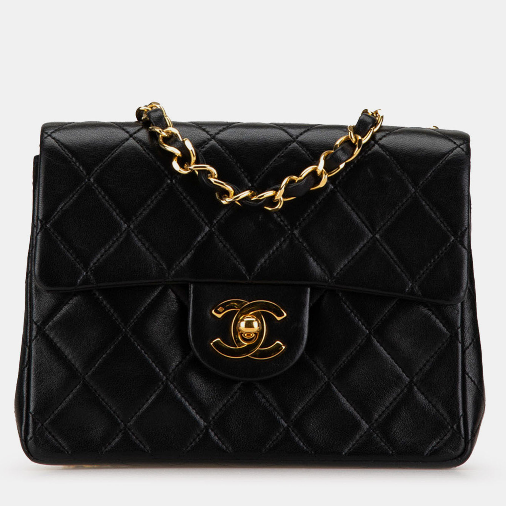 

Chanel Black Small Square Quilted Lambskin Flap