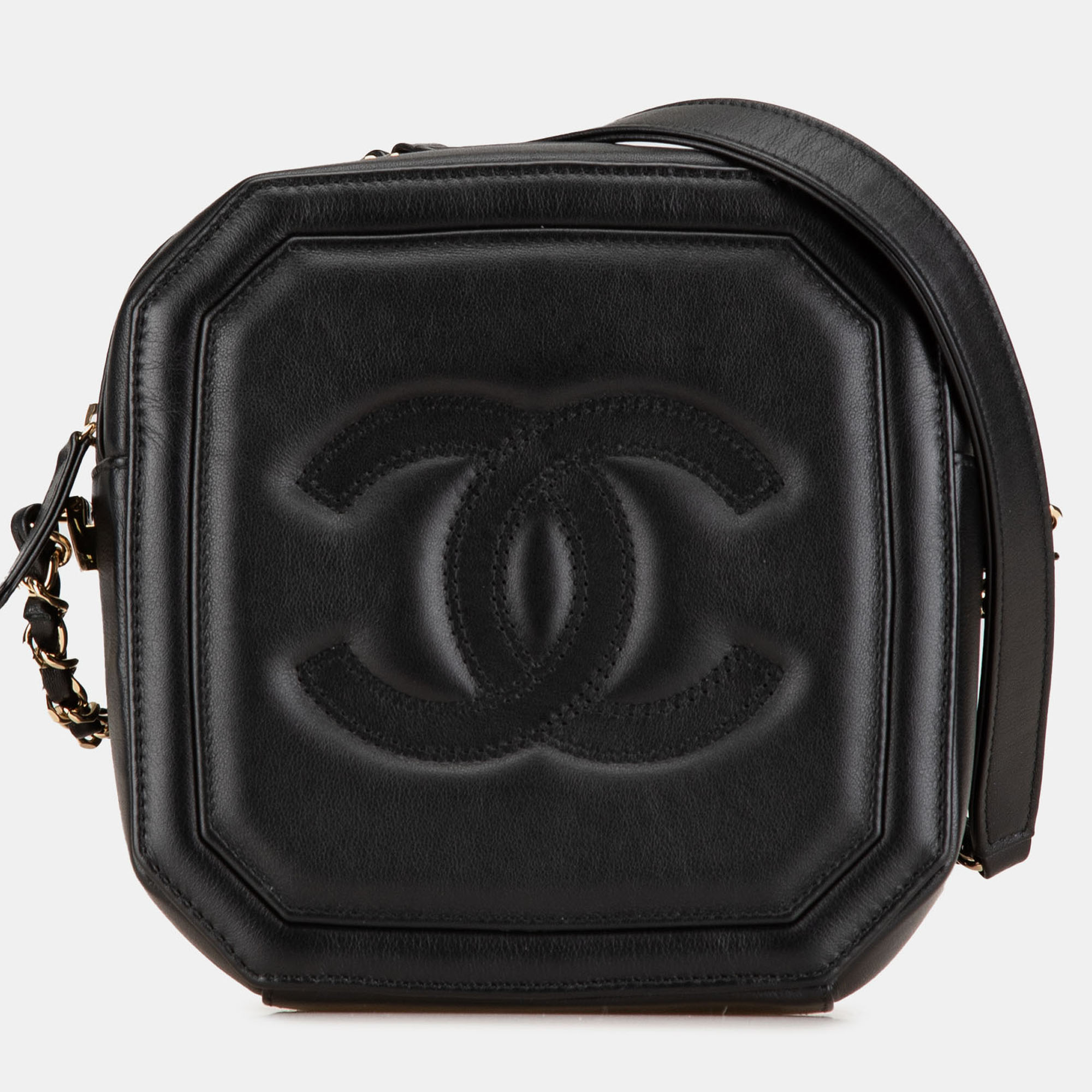 

Chanel CC Quilted Octagon Lambskin Leather Camera Bag, Black