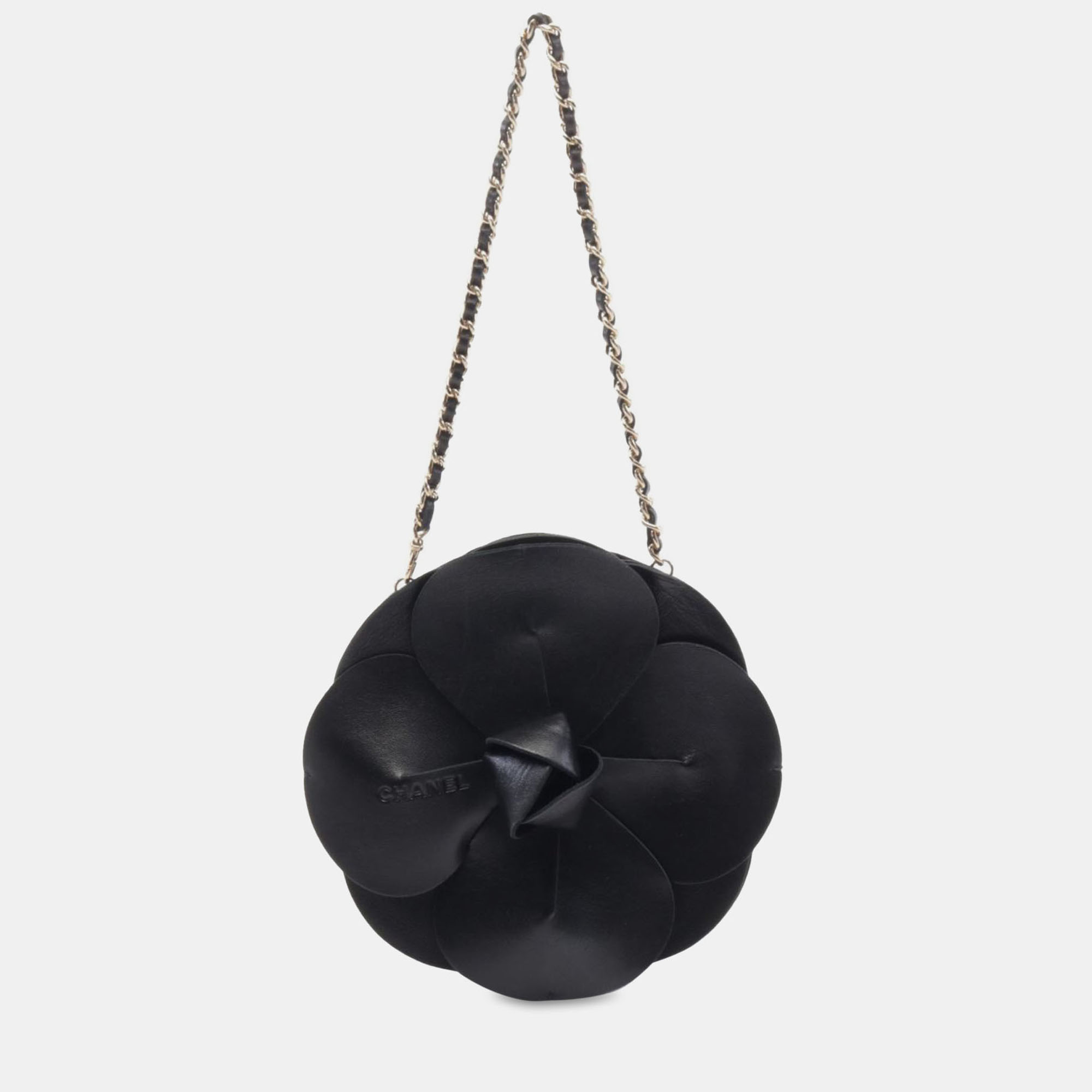 

Chanel Black Lambskin and Satin Camellia Flower Evening Bag