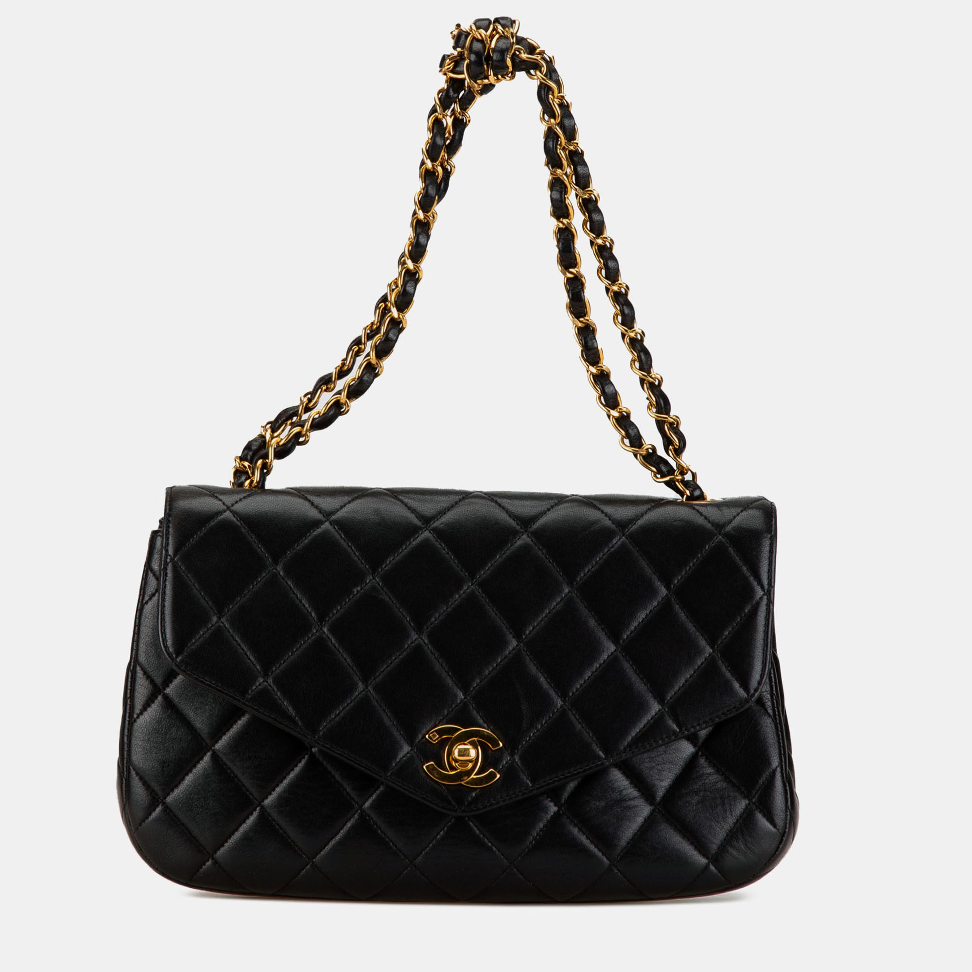 

Chanel Black Quilted Lambskin Half Moon Single Flap