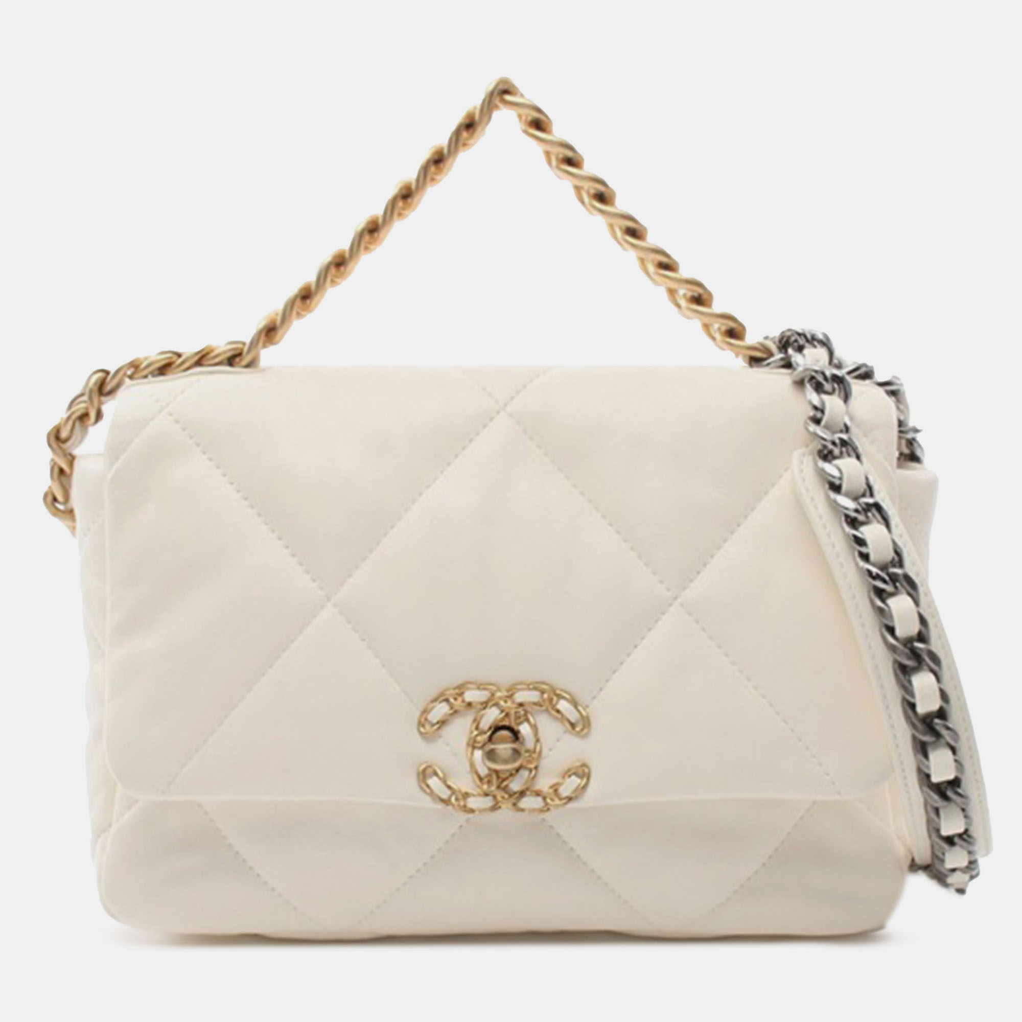 

Chanel White Medium Lambskin 19 Flap