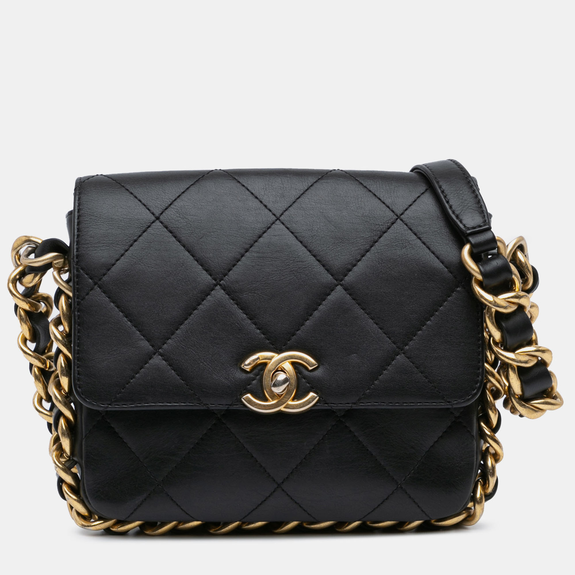 

Chanel Black Small Quilted Calfskin Framing Chain Flap