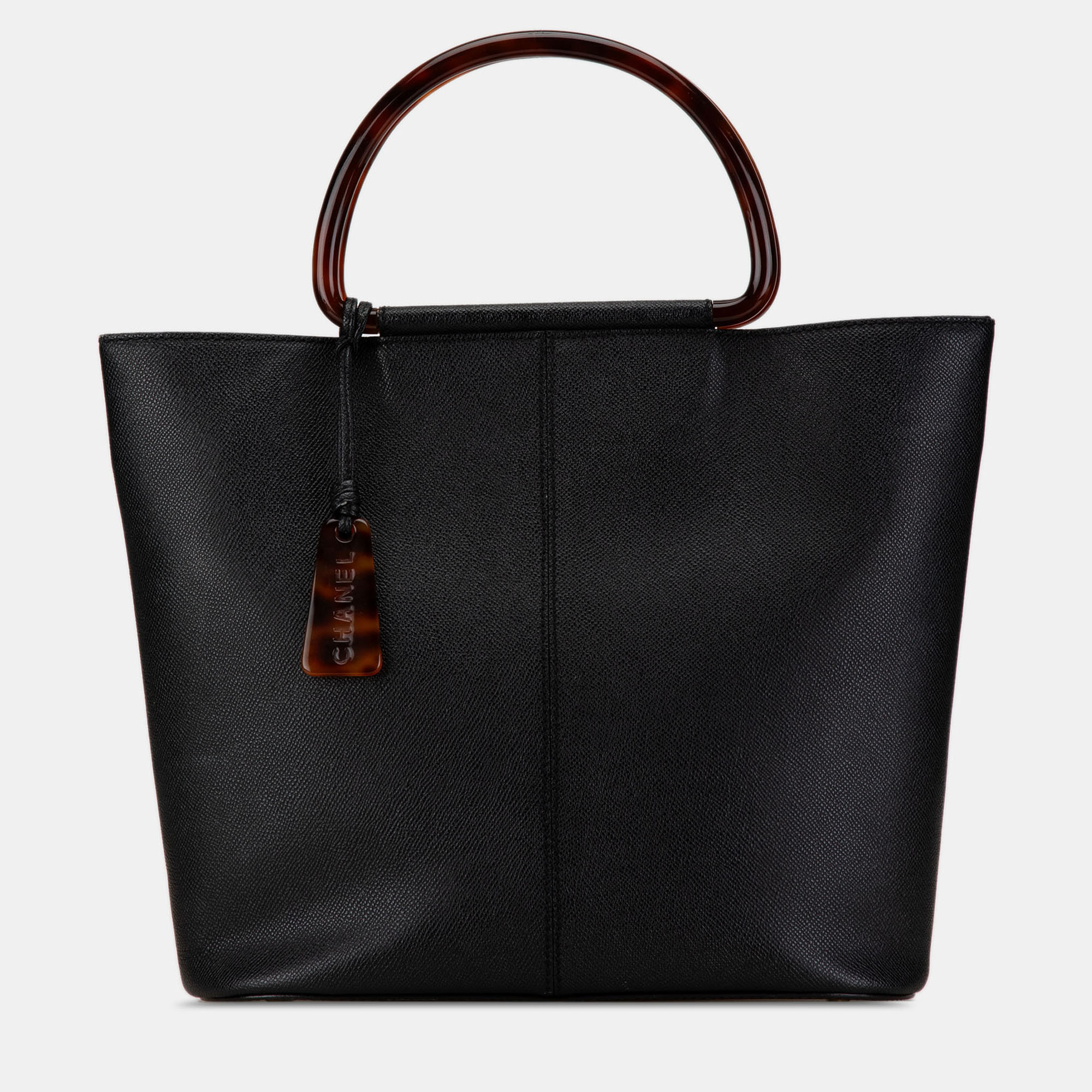 Pre-owned Chanel Black Caviar Tortoise Top Handle Tote