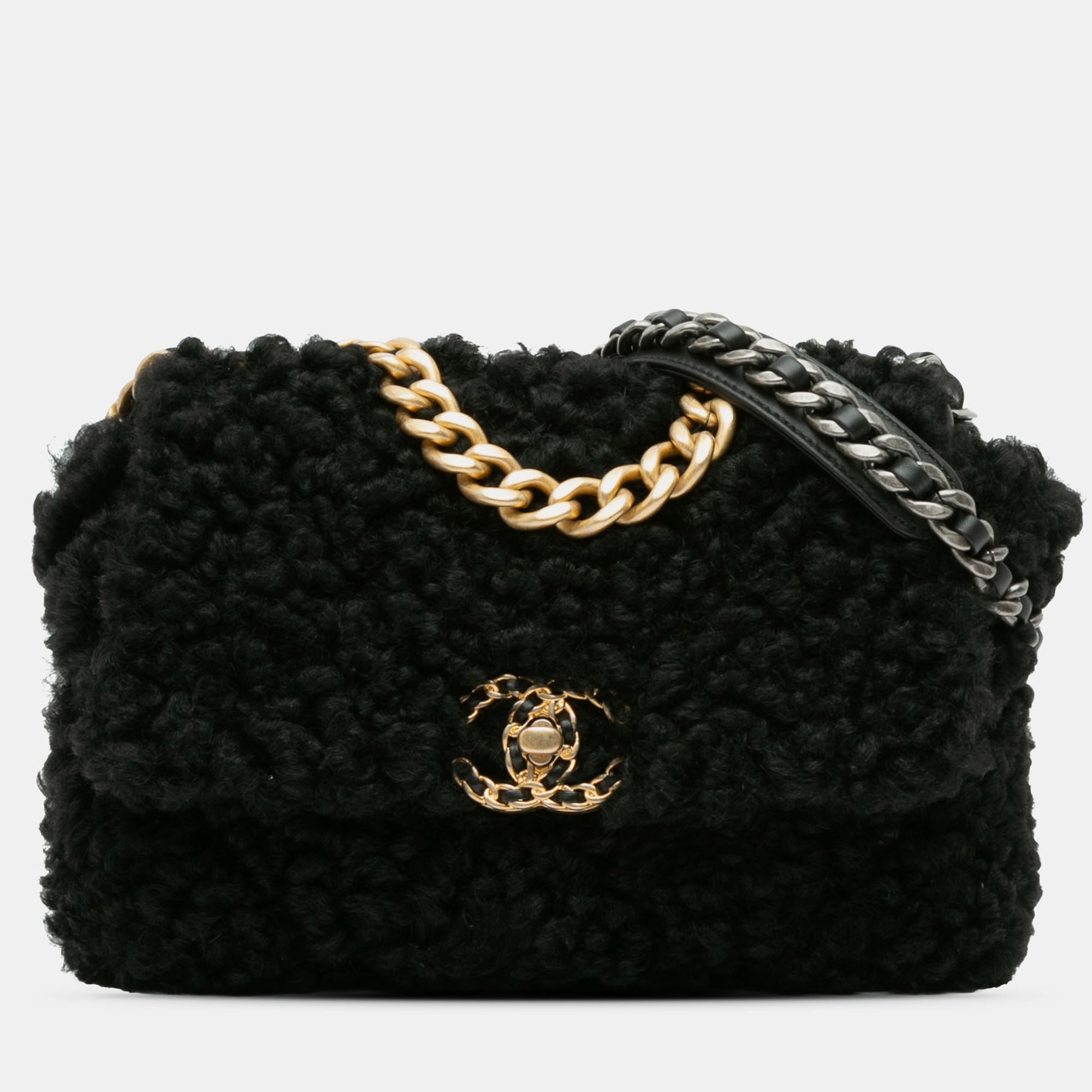 

Chanel Black Medium Shearling 19 Flap