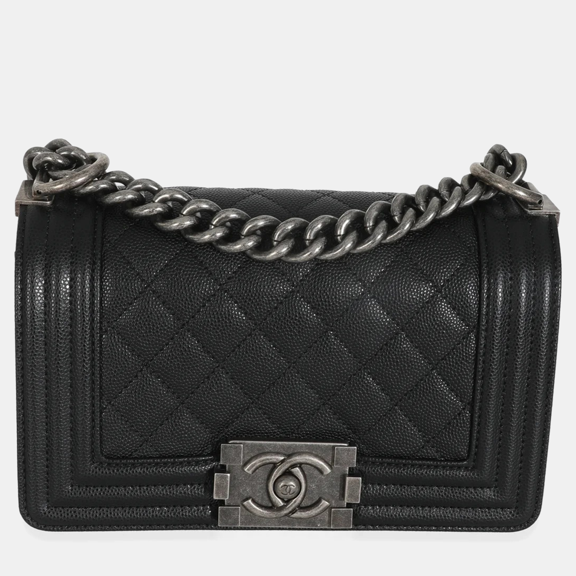 

Chanel Black Quilted Caviar Small Boy Handbag