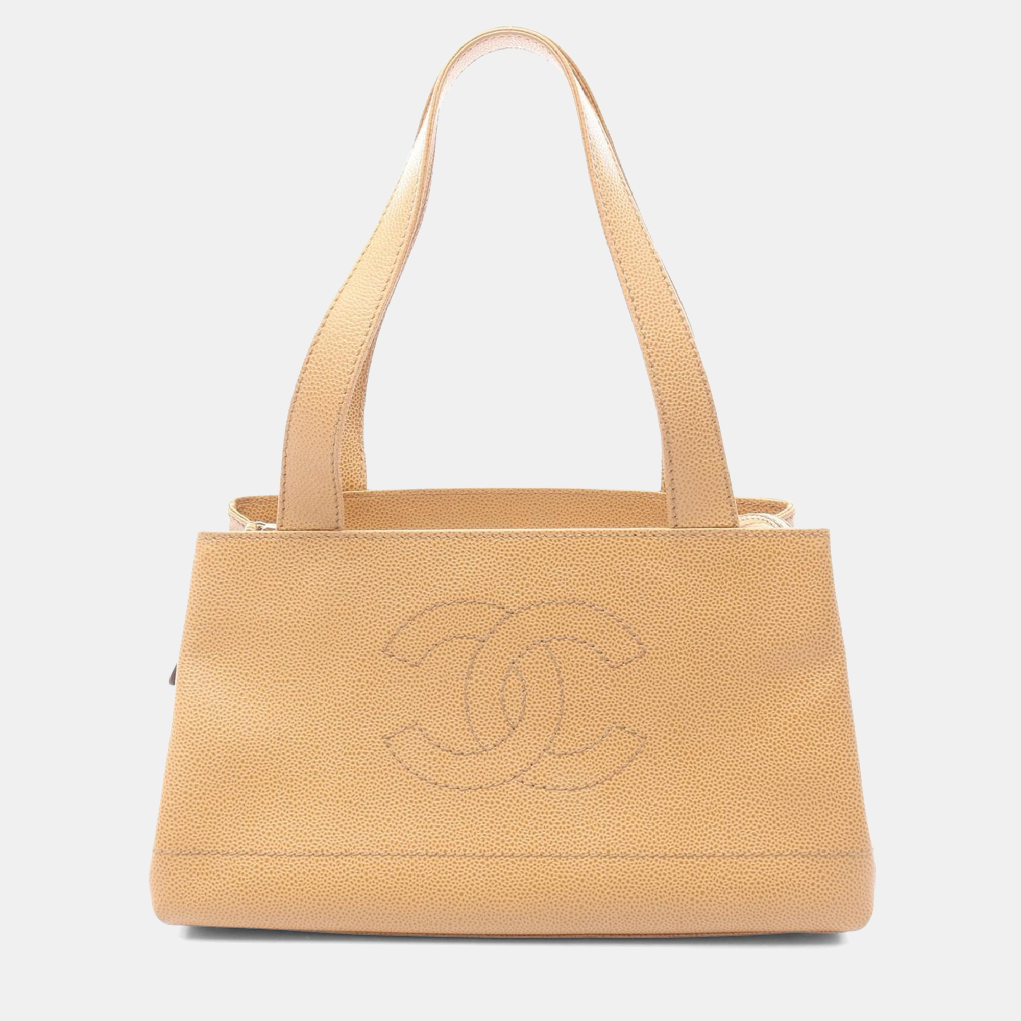 

Chanel Coco Mark Shoulder Handbag Leather Grained Calfskin Beige