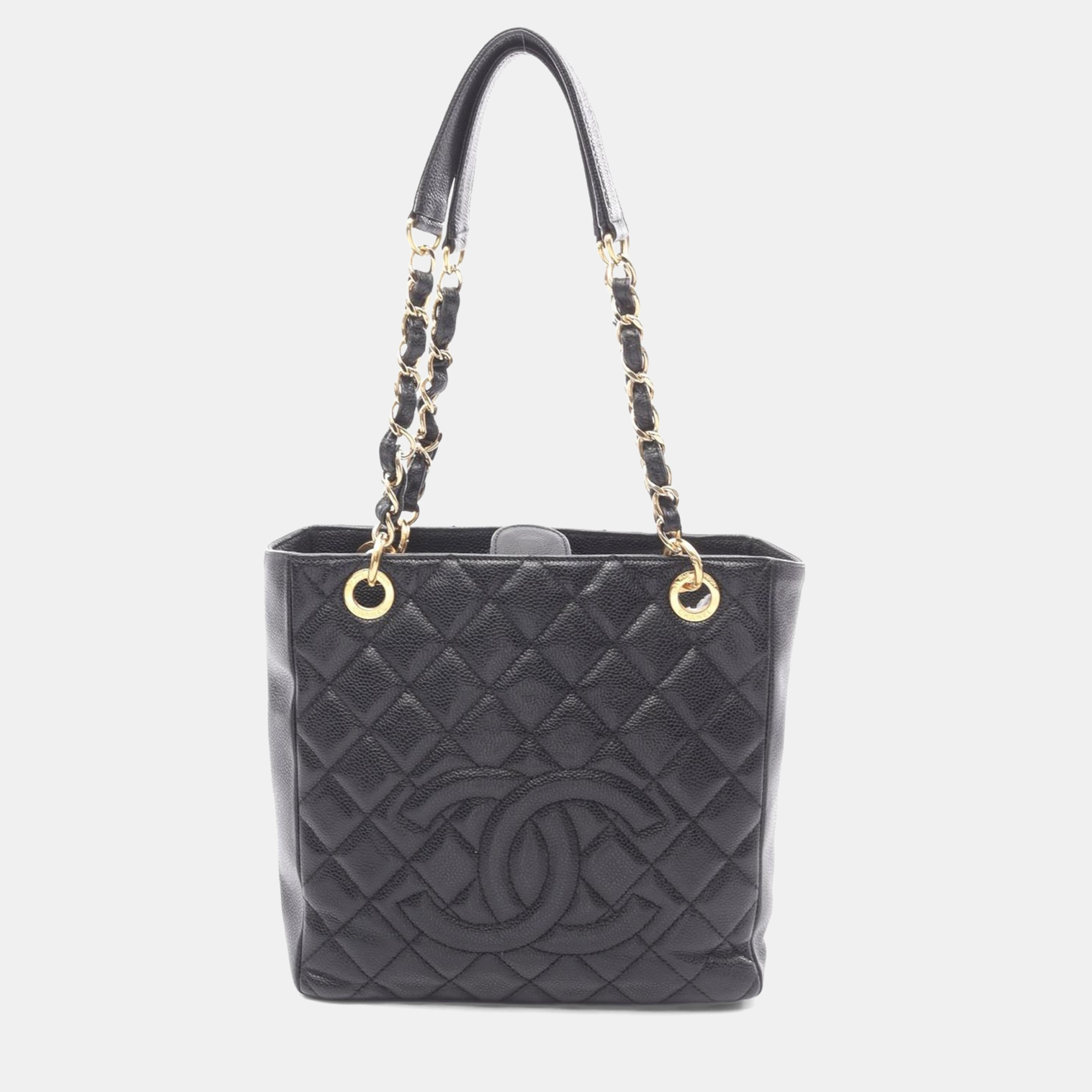 Pre-owned Chanel Matelasse Pst Black Leather Chain Shoulder Tote Bag