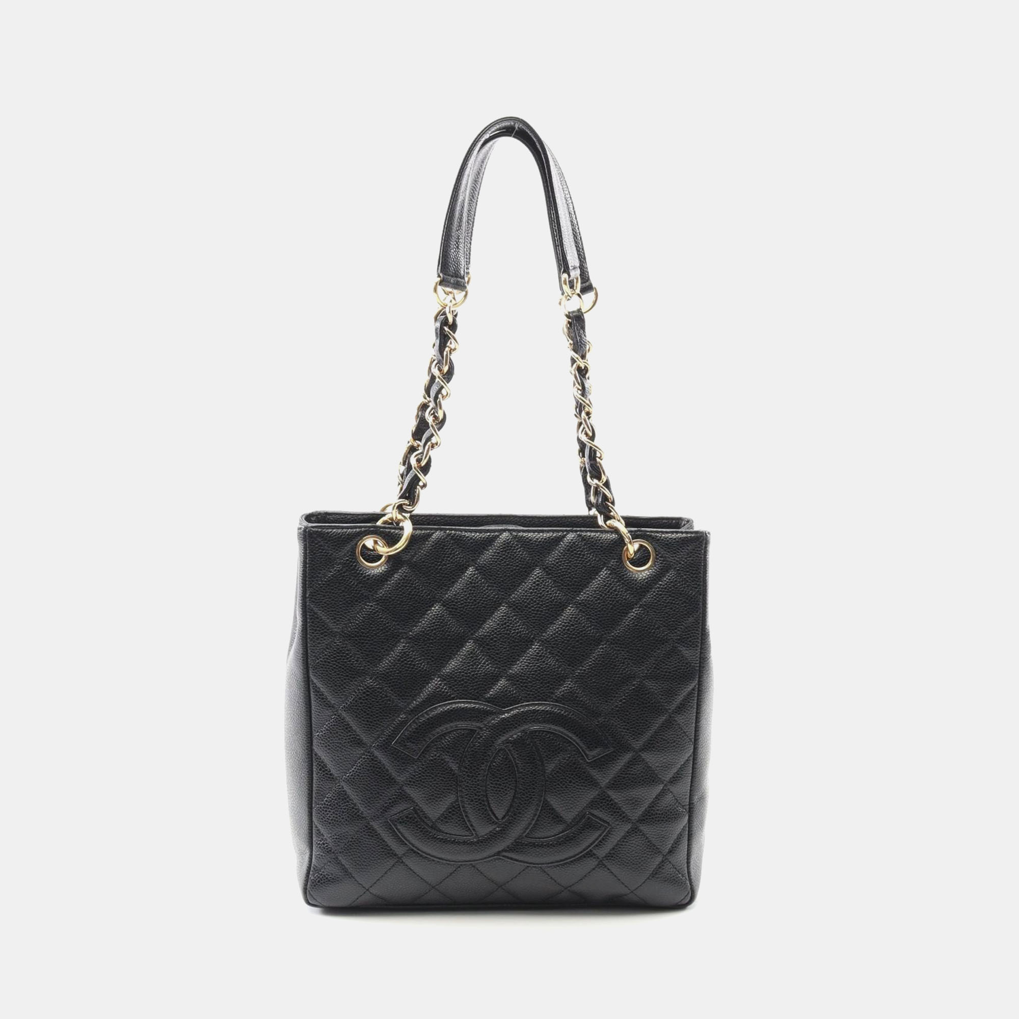Pre-owned Chanel Matelasse Pst Tote Chain Shoulder Bag Calfskin Black