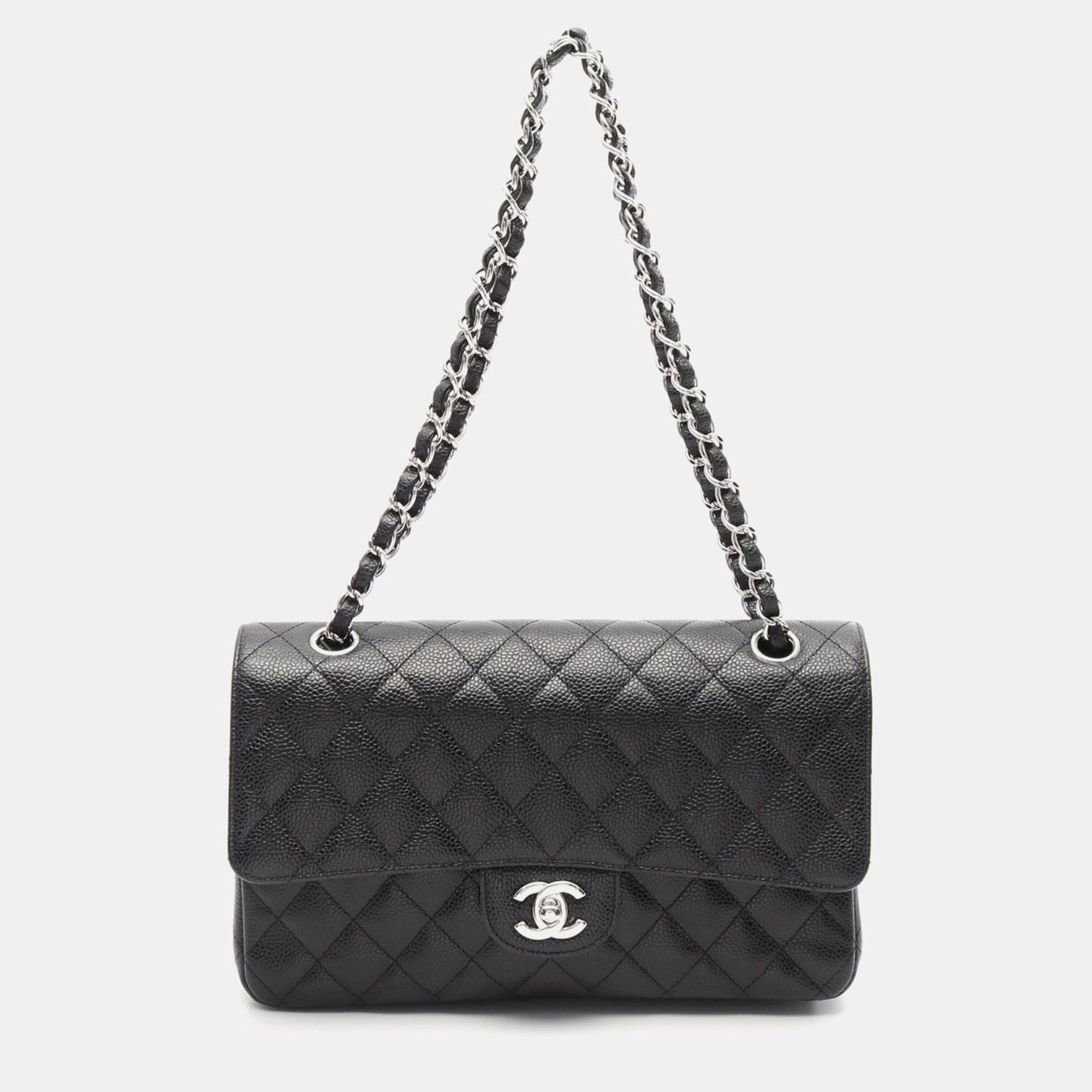 

Chanel Matelasse Double Flap Chain Shoulder Bag Leather Black Cc