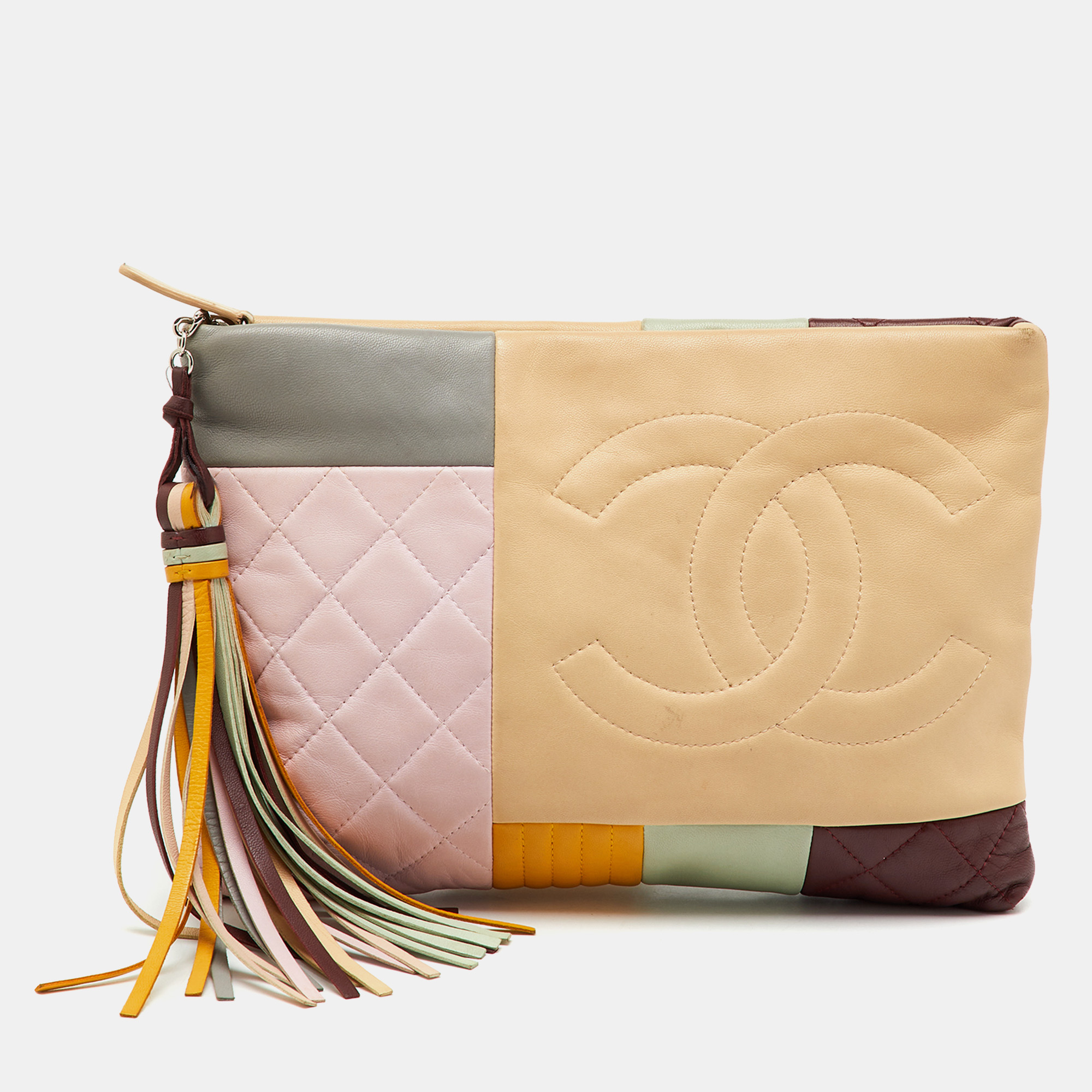 

Chanel Multicolor Leather Colorblock O Case Zip Pouch