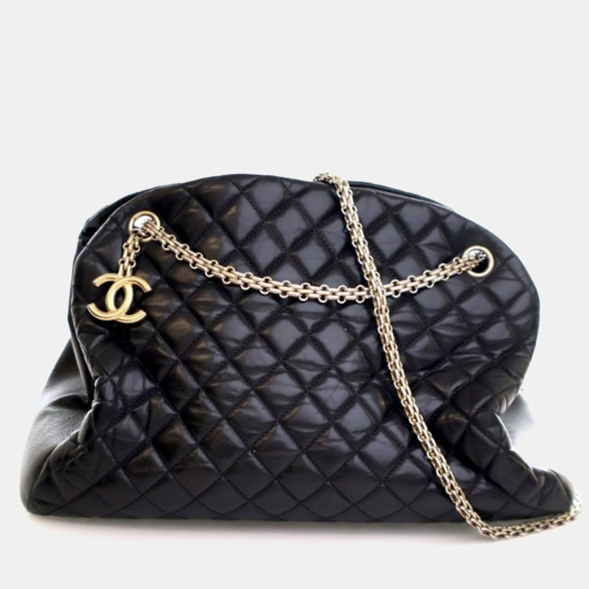 

Chanel Large Lambskin Mademoiselle Bowling Bag, Black
