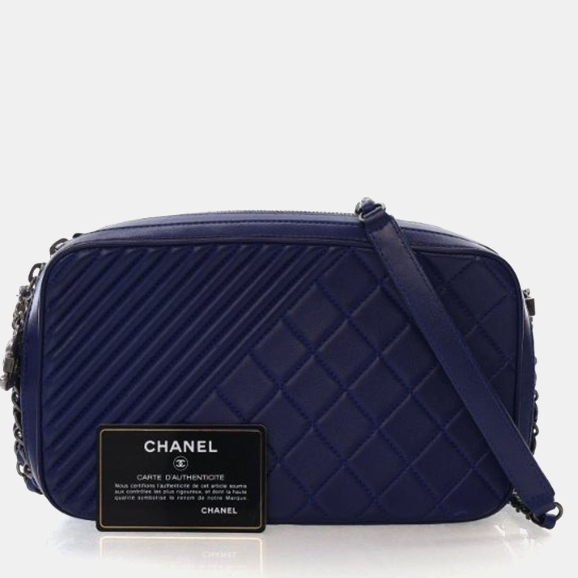 

Chanel Navy Blue Lambskin Coco Boy Camera Bag
