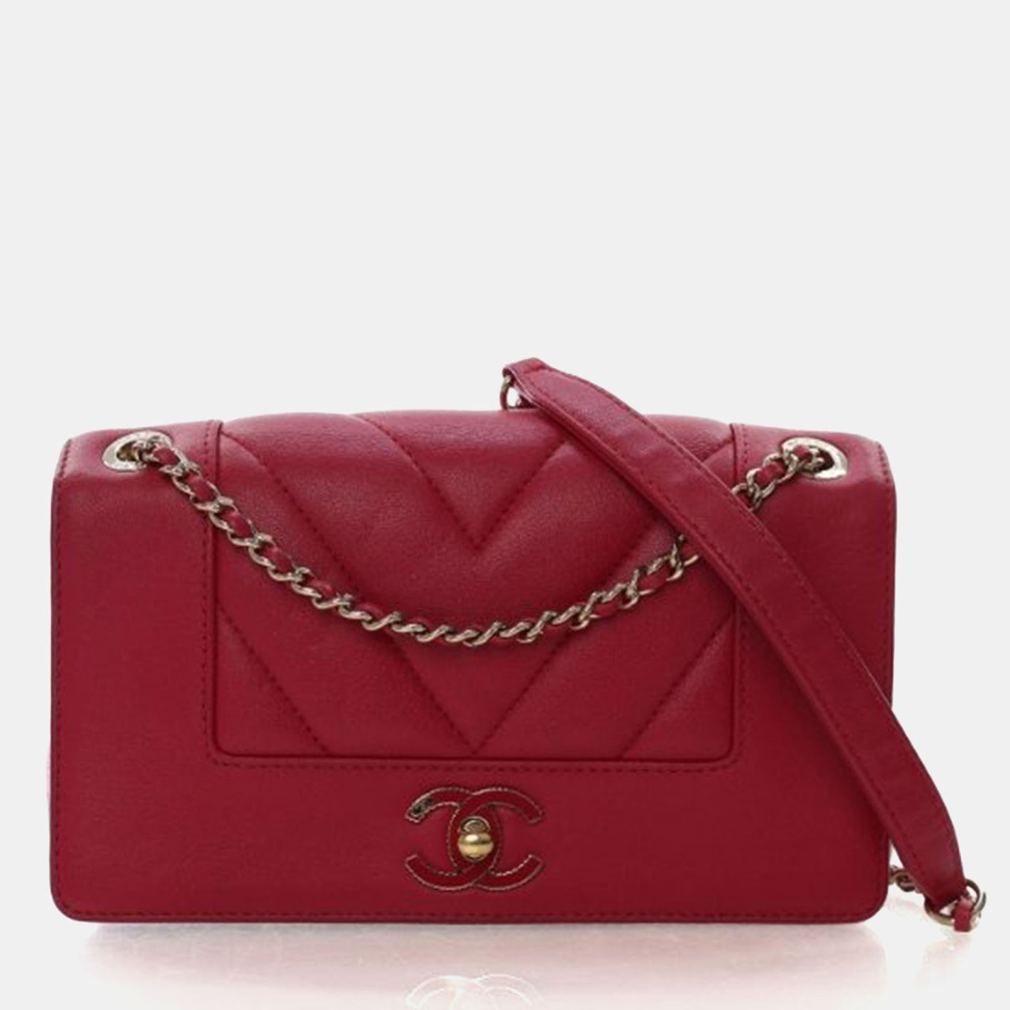 

Chanel Mini Red Calfskin Mademoiselle Flap Bag