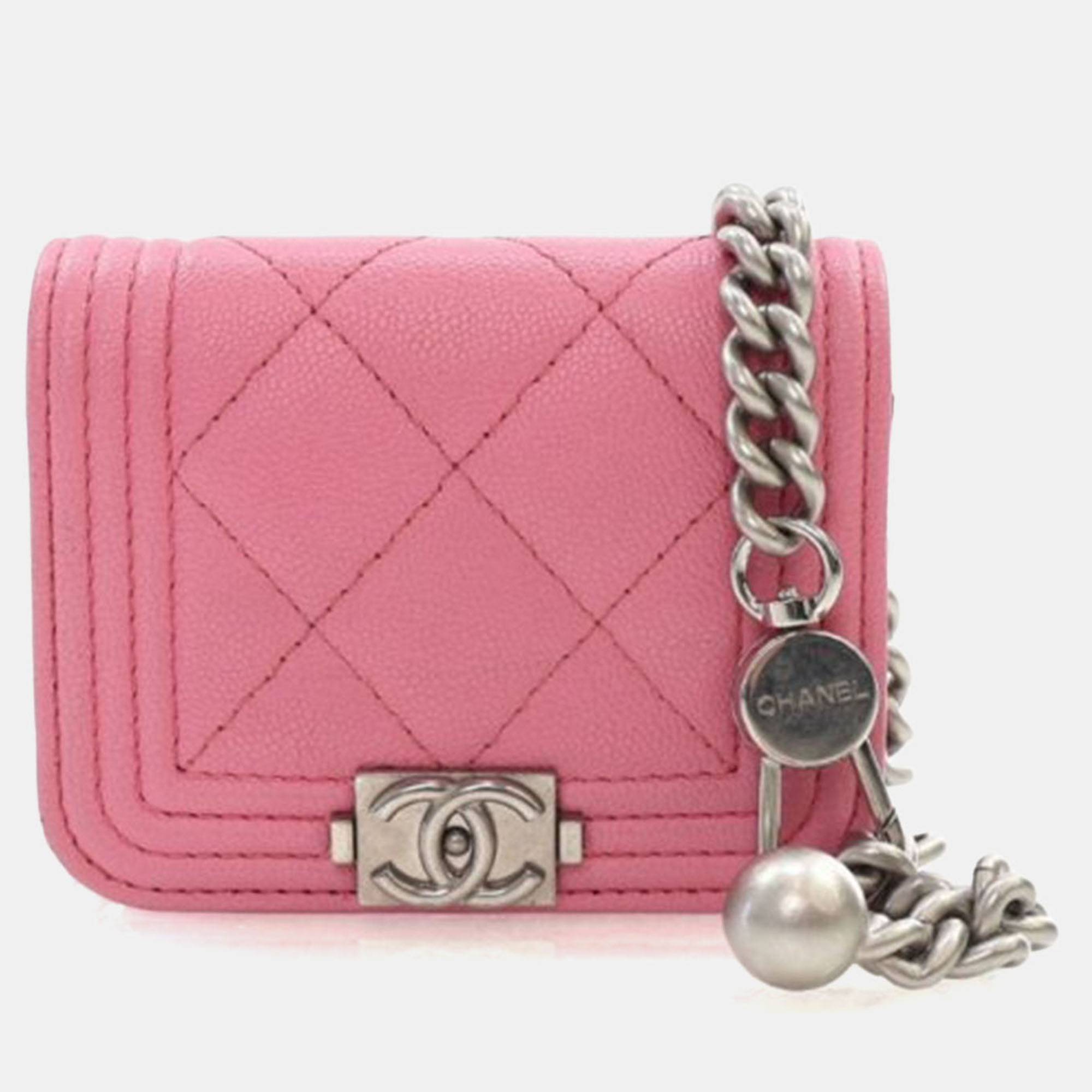 Pre-owned Chanel Mini Pink Caviar Boy Belt Bag