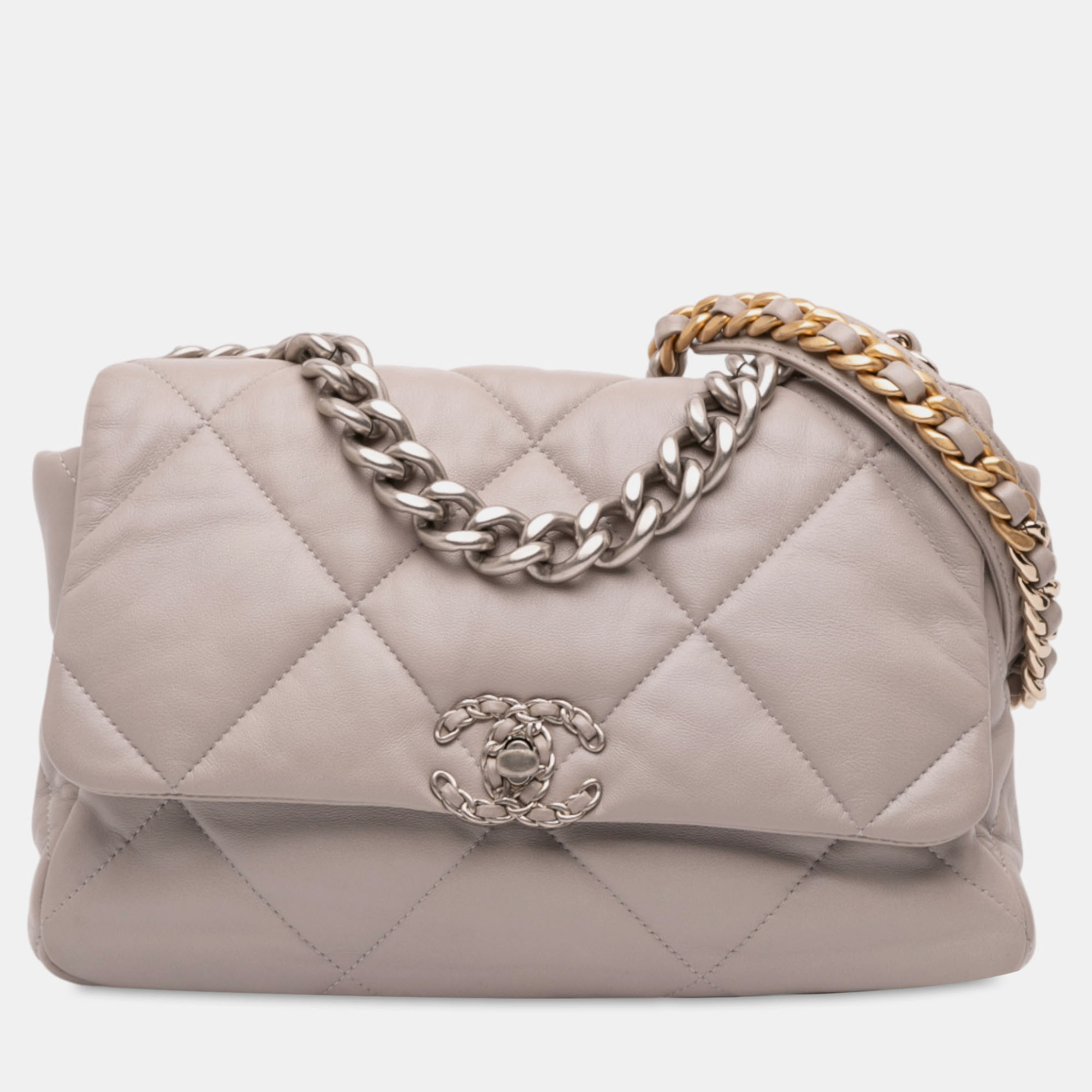 

Chanel Grey Large Lambskin 19 Flap
