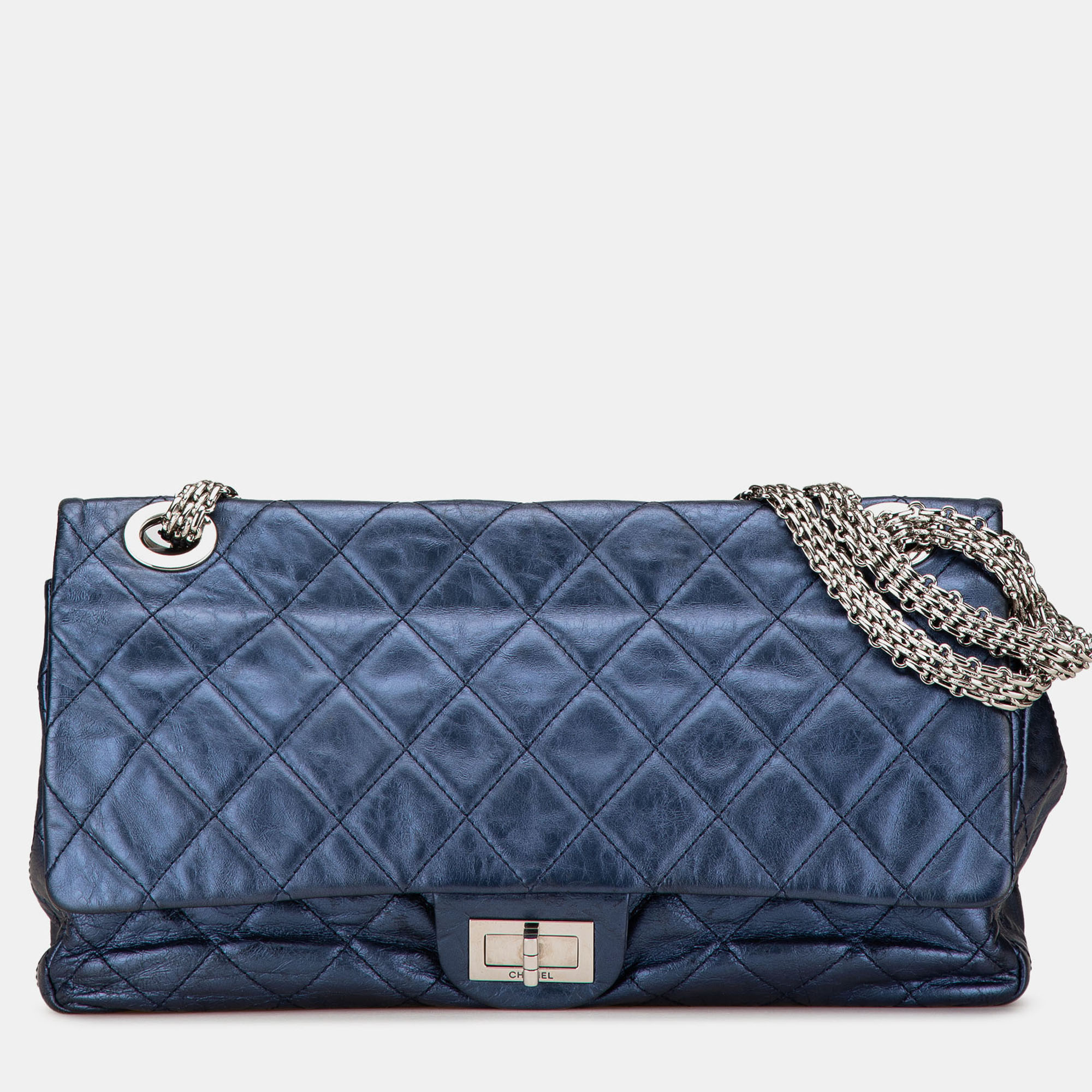 

Chanel Blue Reissue 2.55 Aged Metallic Calfskin Flap 226