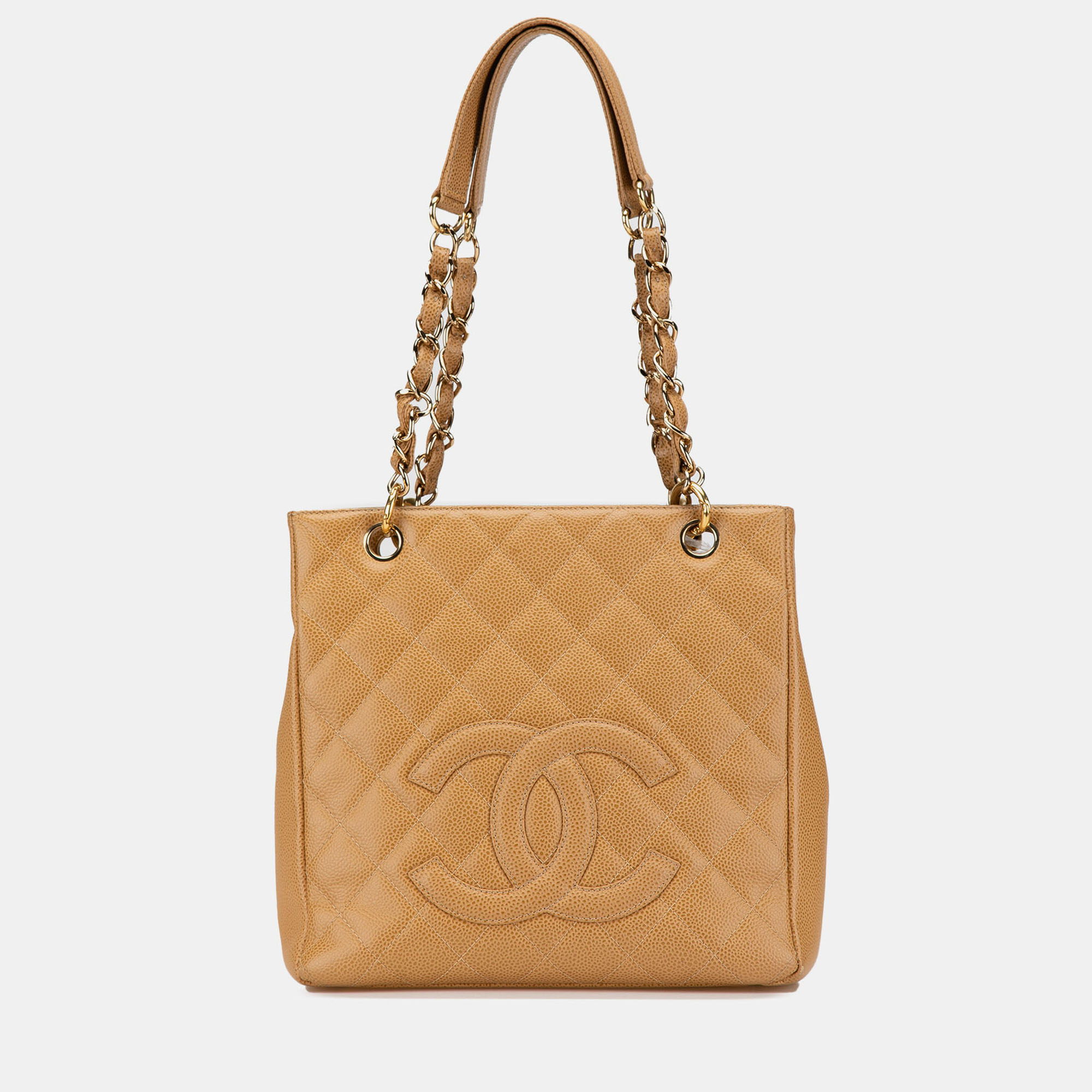 Pre-owned Chanel Brown Caviar Petite Shopping Tote