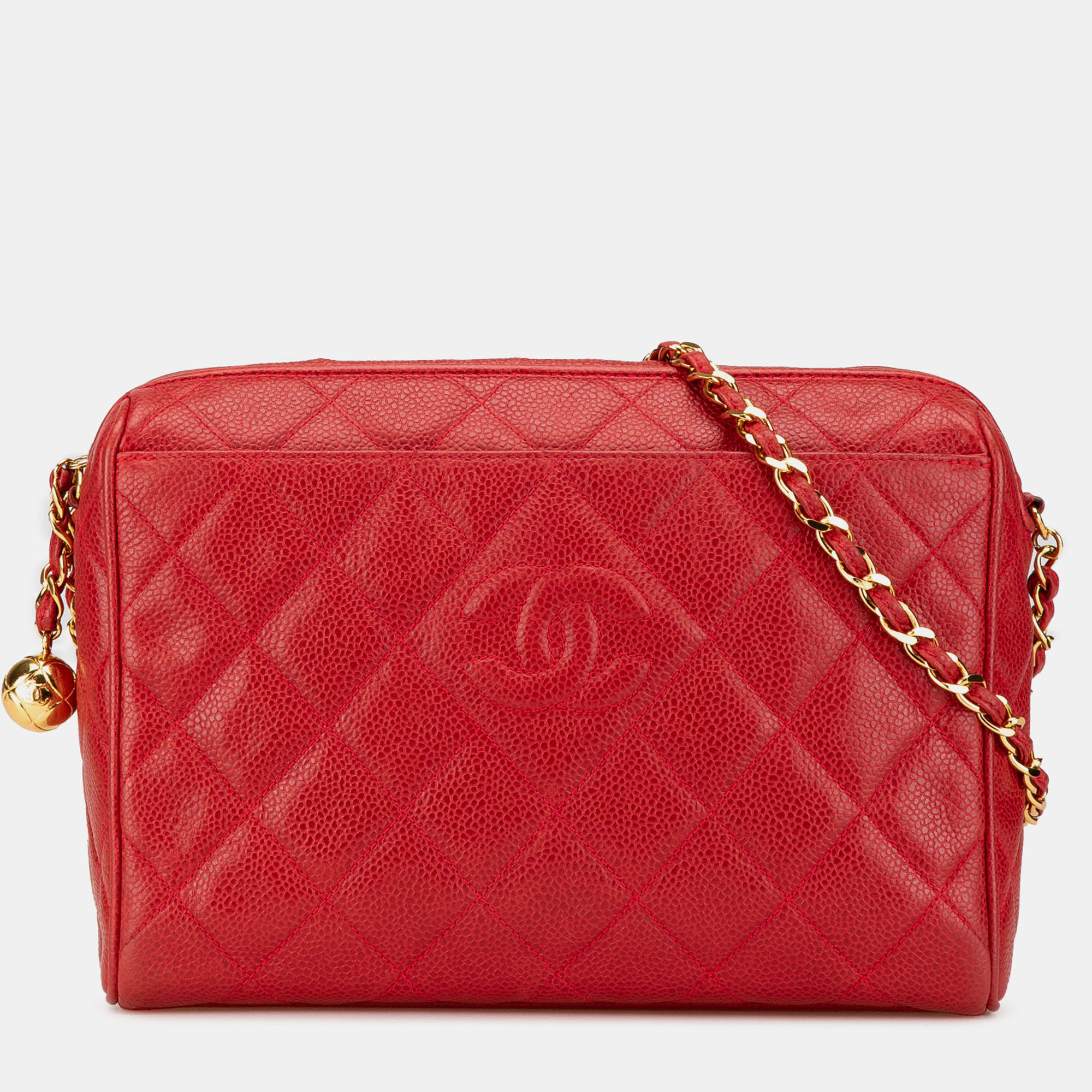 

Chanel Red CC Quilted Caviar Chain Camera Bag