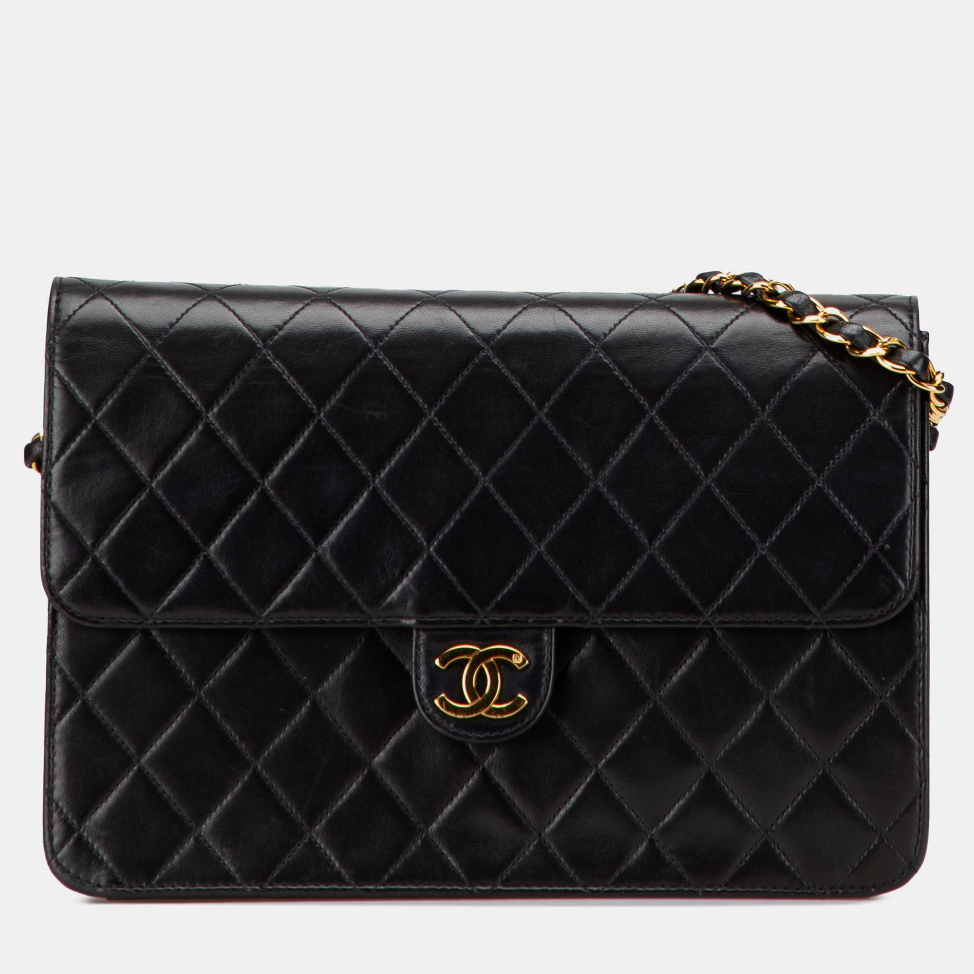 

Chanel Black Medium CC Quilted Lambskin Single Flap