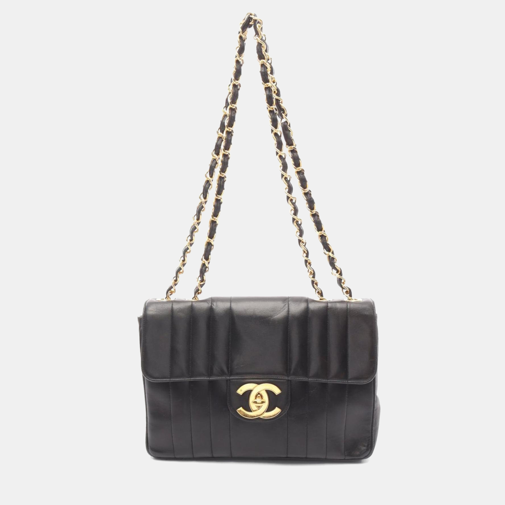 

Chanel Mademoiselle Deca Matelasse Black Lambskin Shoulder Bag
