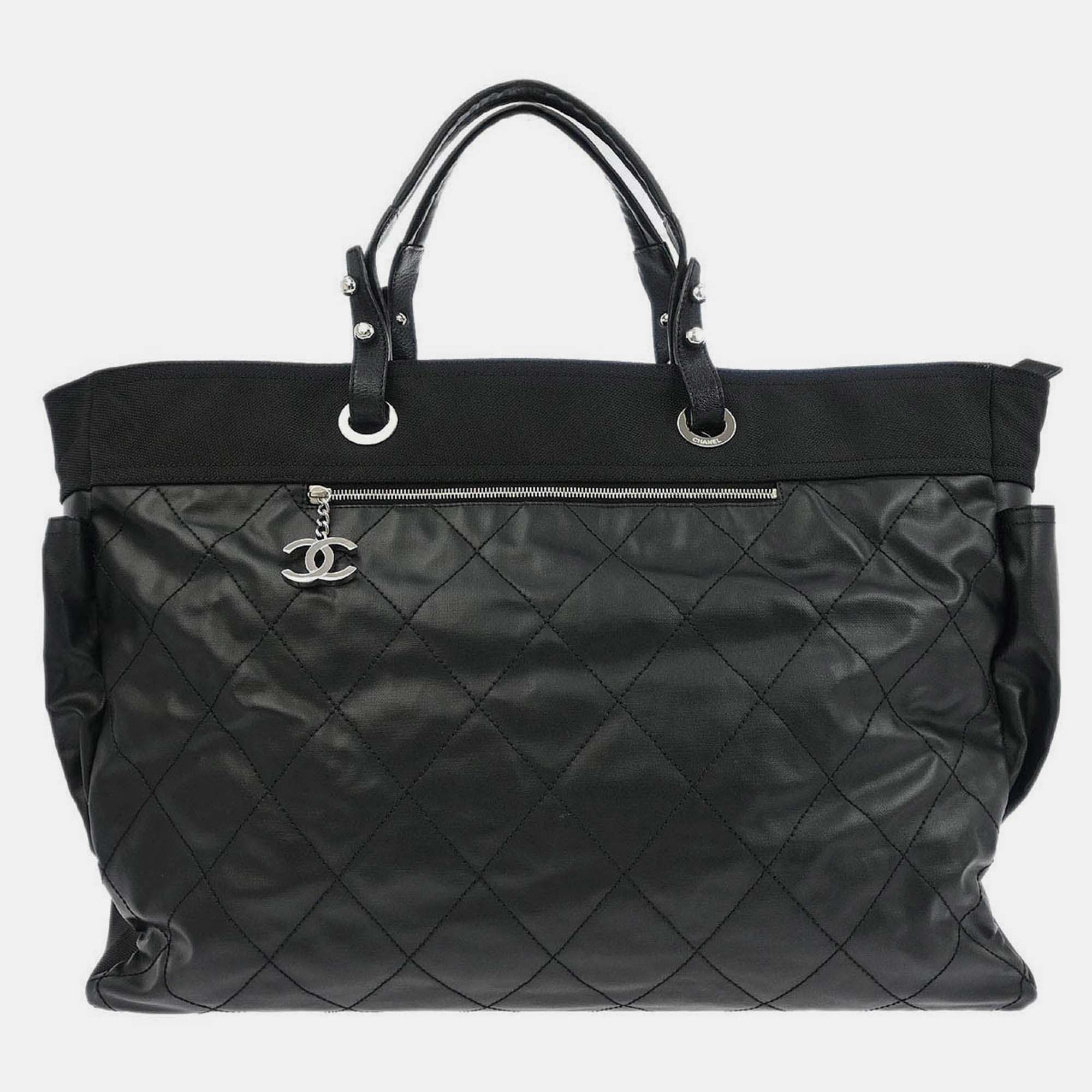 

Chanel Black Leather Paris-Biarritz GM Tote Handbag