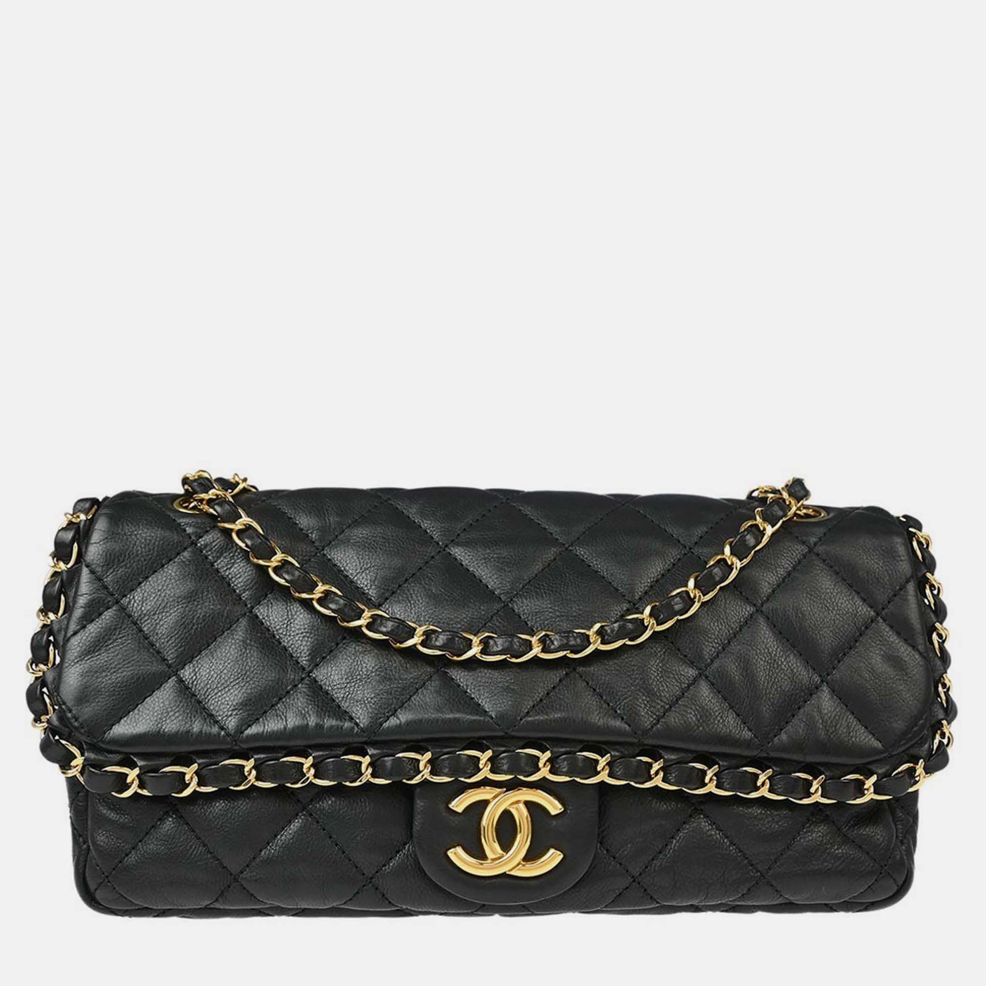 

Chanel Black Calfskin Luxury Line Chain Me Shoulder Bag