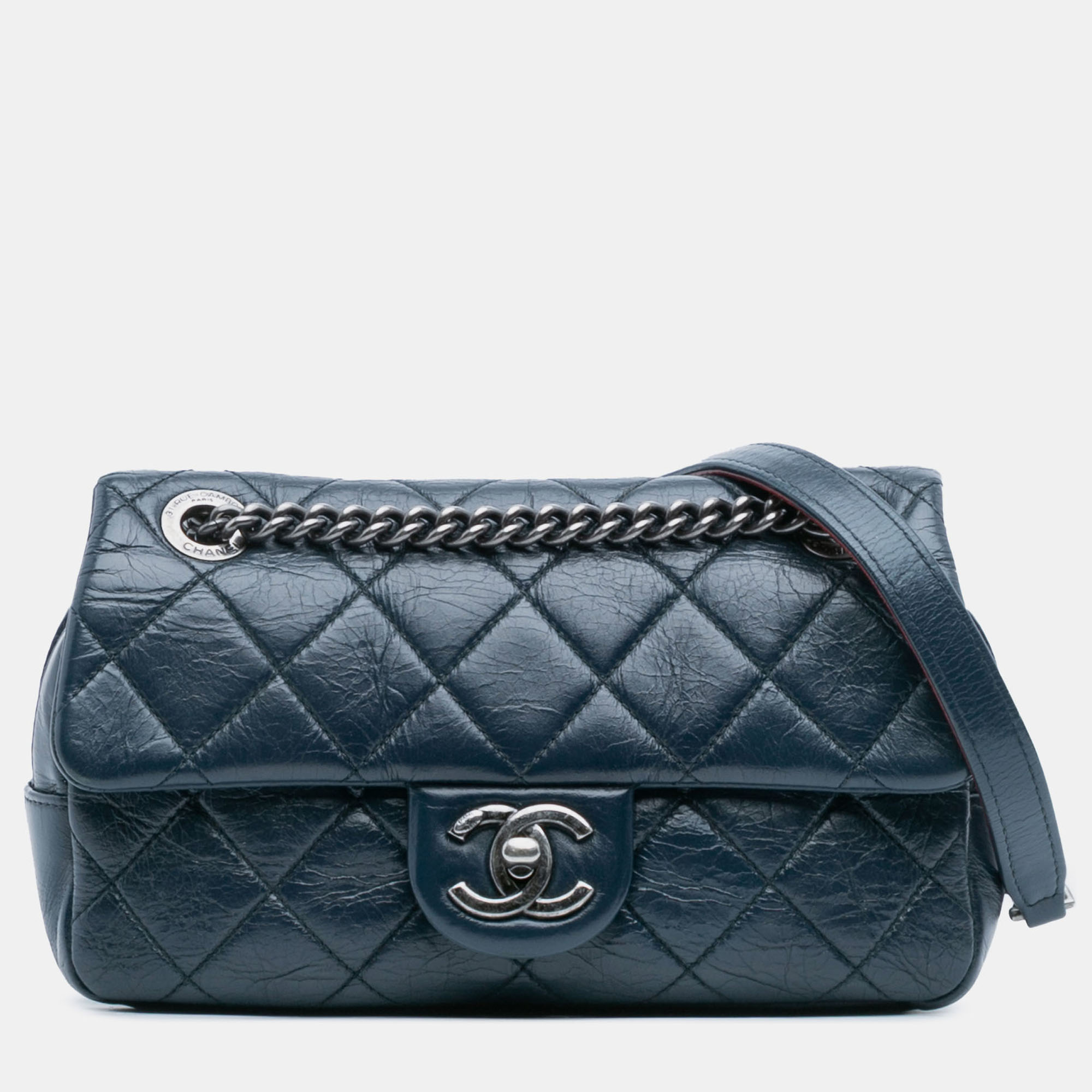 

Chanel Blue Small Glazed Calfskin Duo Color Flap
